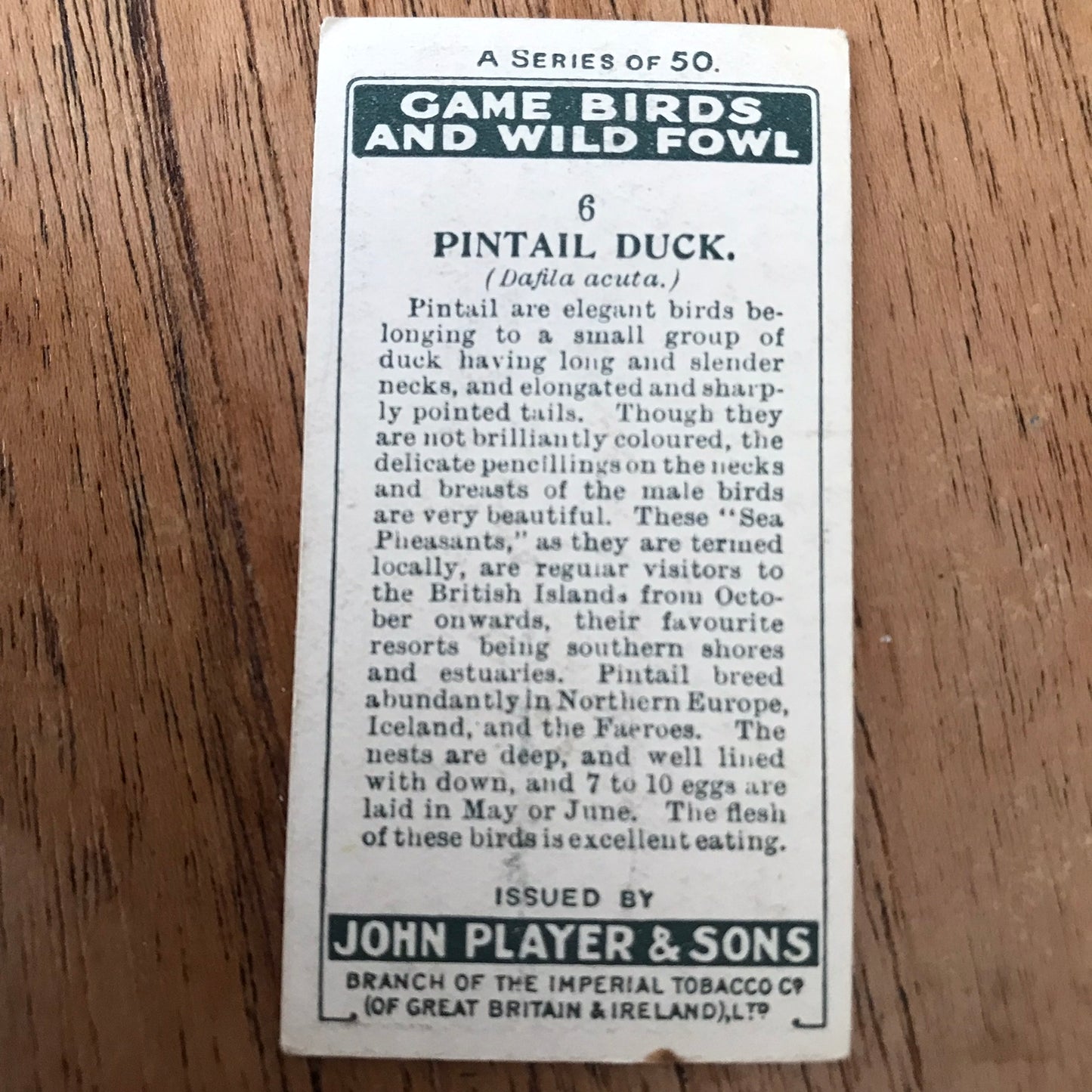 Players Cigarette Cards 'Game Birds and Wild Fowl' 1927 Sold individually - take your pick.