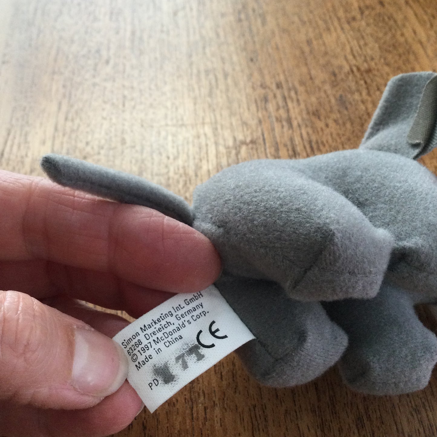 McDonalds Happy Meal Toy 1997 Endangered Animals Asian Elephant Plushy Vintage Soft Toy 90s Childhood Memorabilia.