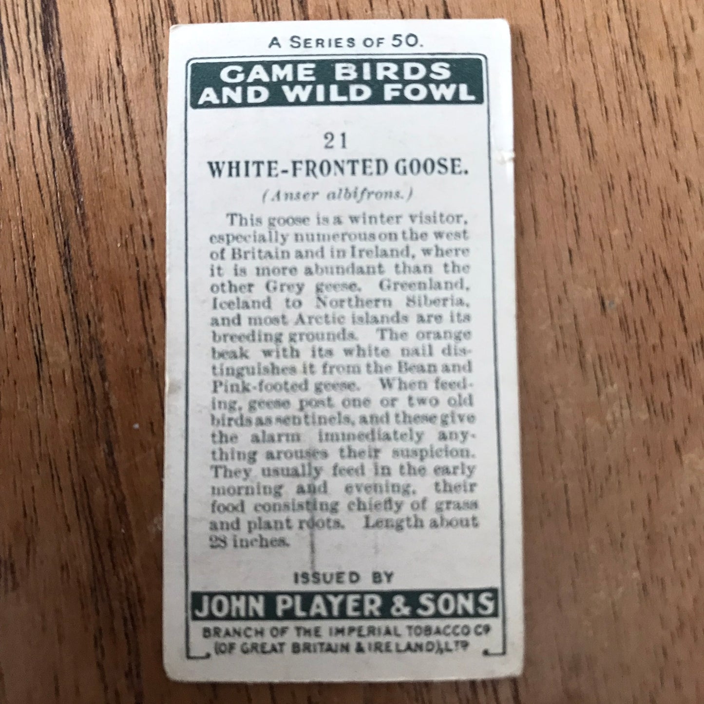 Players Cigarette Cards 'Game Birds and Wild Fowl' 1927 Sold individually - take your pick.