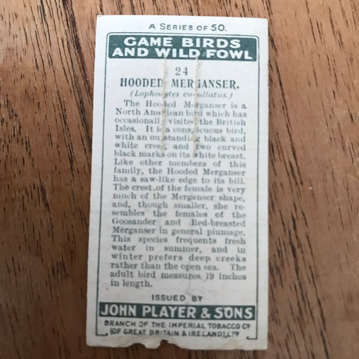 Players Cigarette Cards 'Game Birds and Wild Fowl' 1927 Sold individually - take your pick.