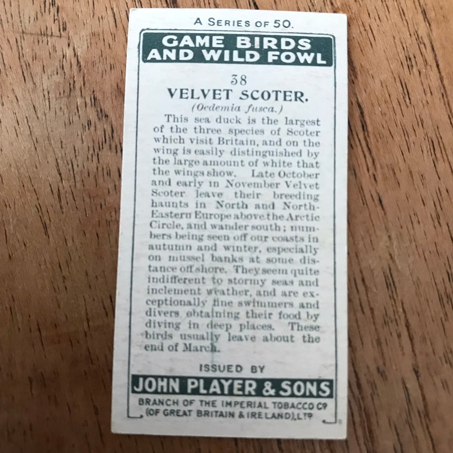 Players Cigarette Cards 'Game Birds and Wild Fowl' 1927 Sold individually - take your pick.