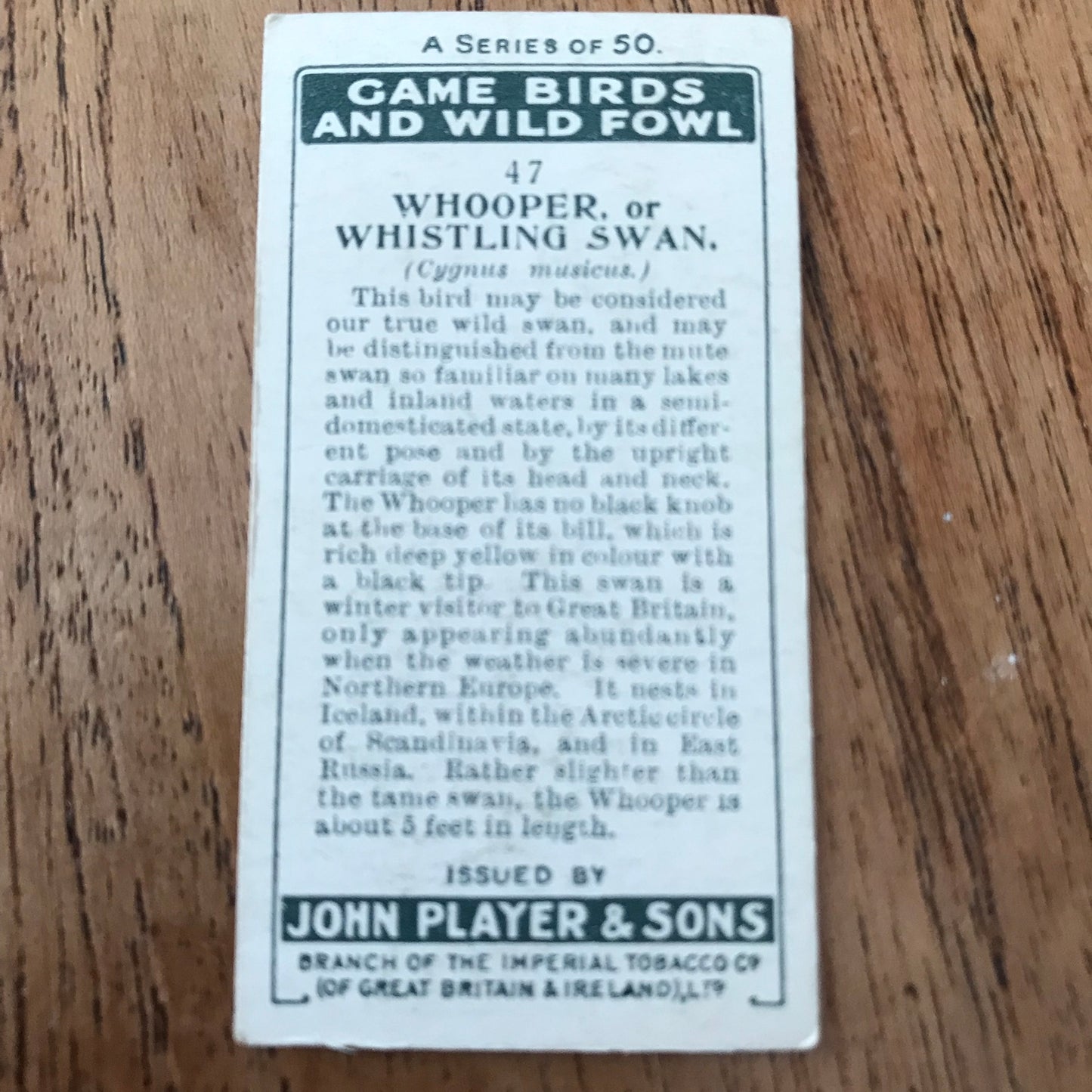 Players Cigarette Cards 'Game Birds and Wild Fowl' 1927 Sold individually - take your pick.