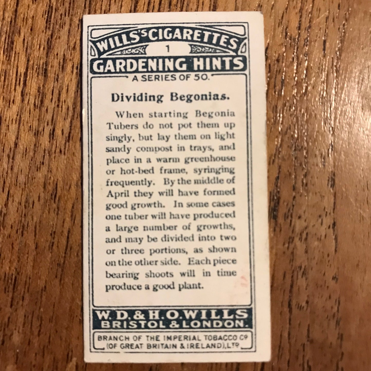 Wills Cigarette Cards GARDENING HINTS 1938. Sold individually so take your pick.