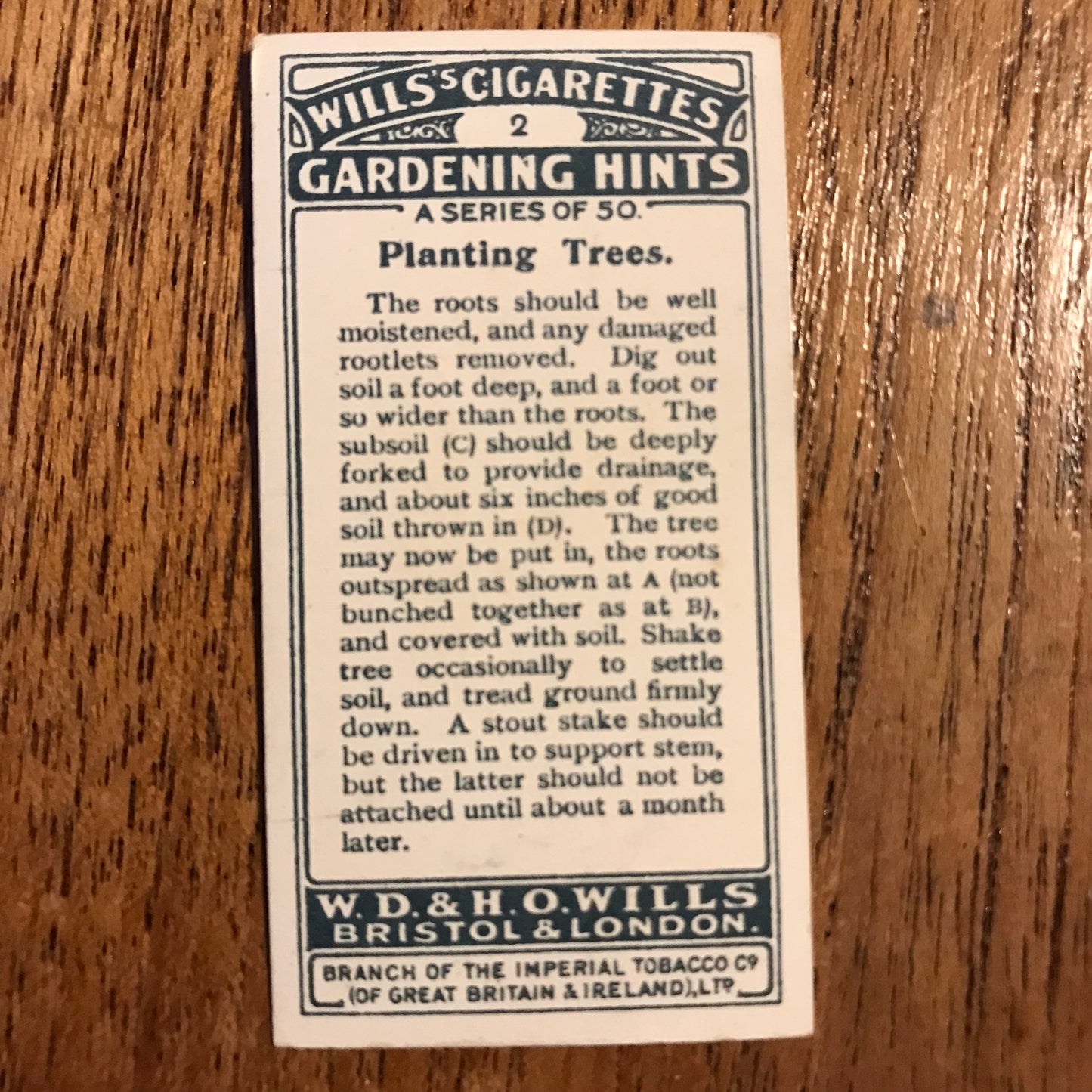 Wills Cigarette Cards GARDENING HINTS 1938. Sold individually so take your pick.