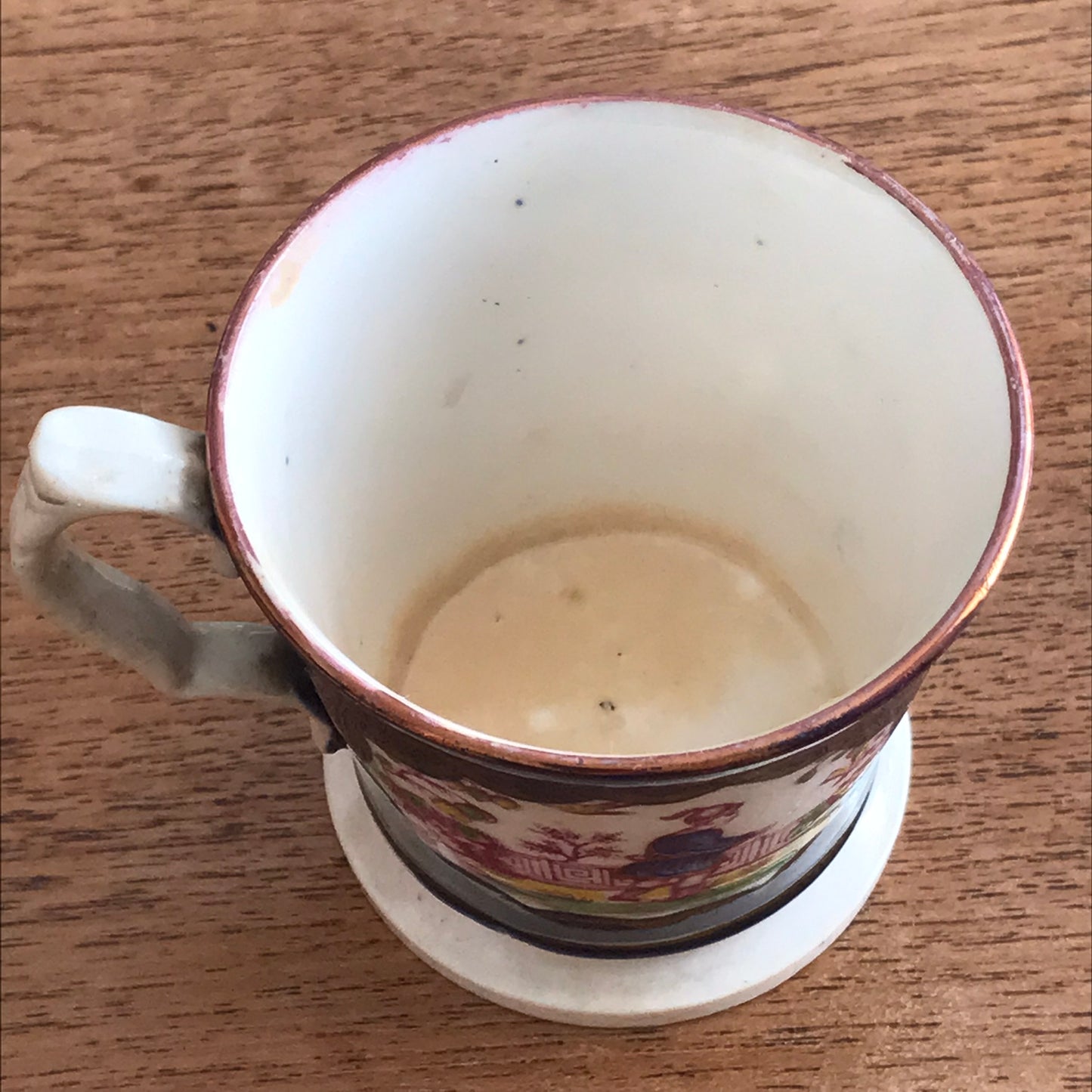 Antique Victorian Porcelain Gaudy Welsh Coffee Cup / Child's Mug. c1830s 1850s. Chinoiserie pattern.