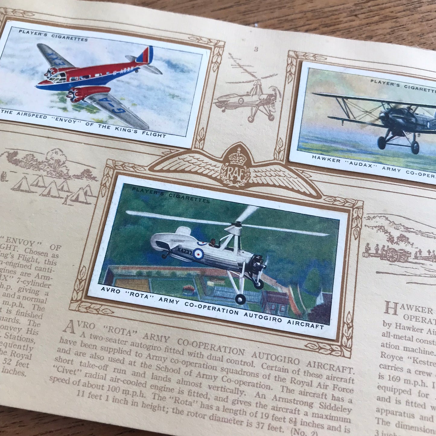 John Player & Sons Aircraft of the Royal Air Force 1938 Full Complete Book / Album. Cigarette cards.