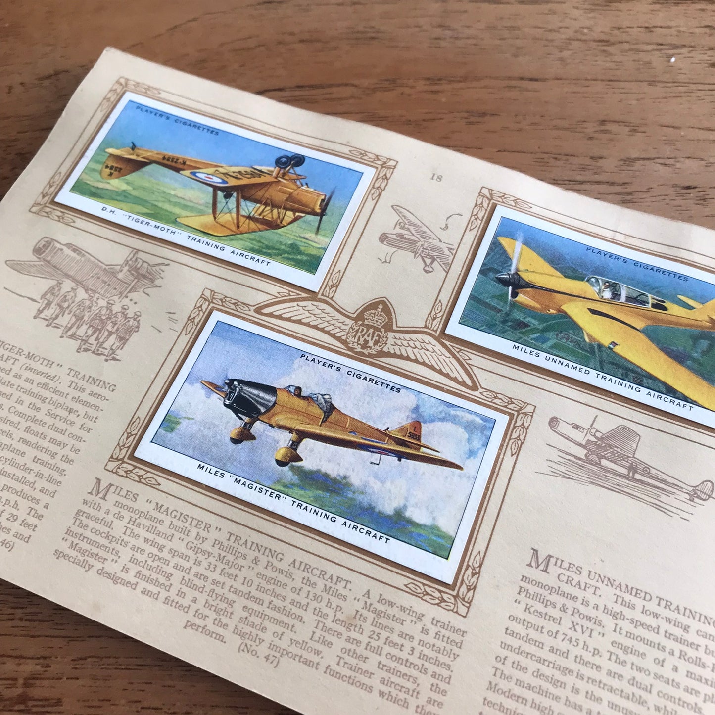 John Player & Sons Aircraft of the Royal Air Force 1938 Full Complete Book / Album. Cigarette cards.