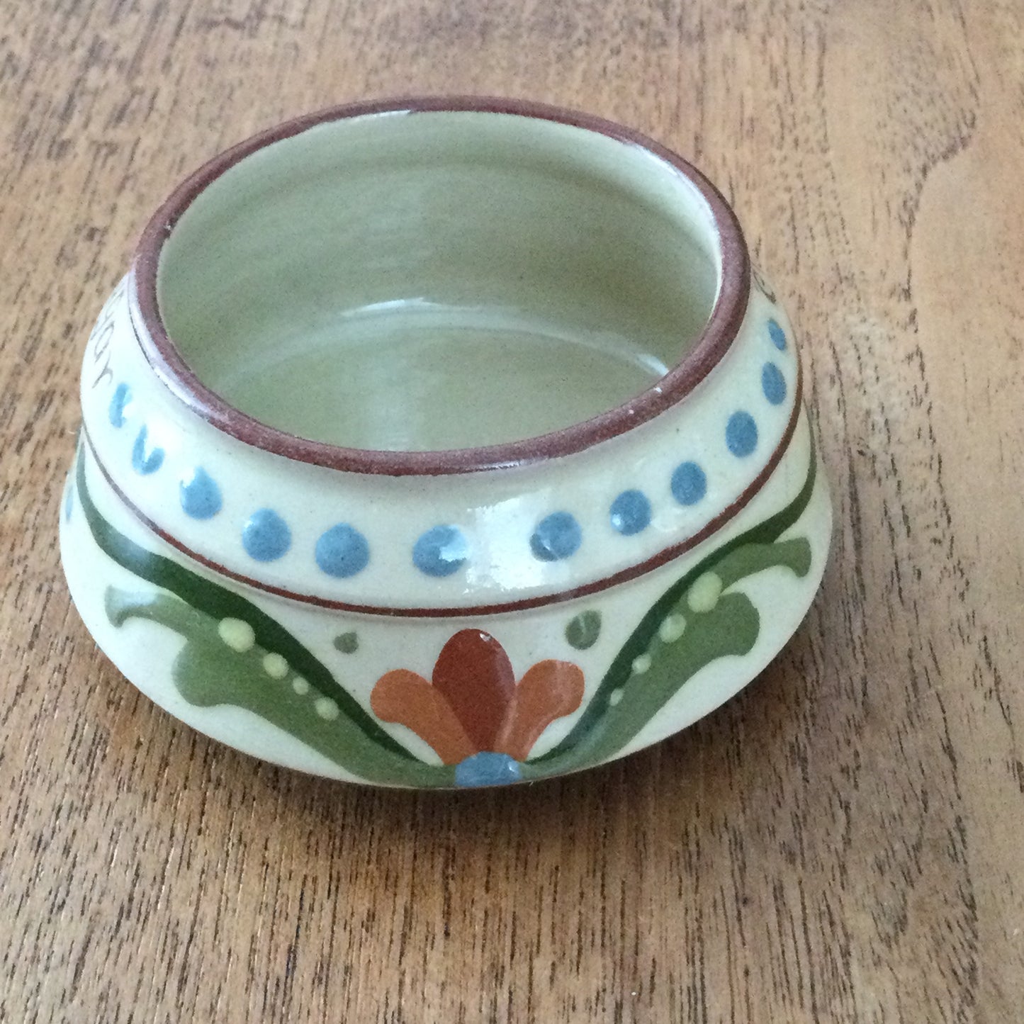 Longpark Torquay Devon pottery rustic open sugar bowl. Motto ware. Scandy Art Nouveau design.