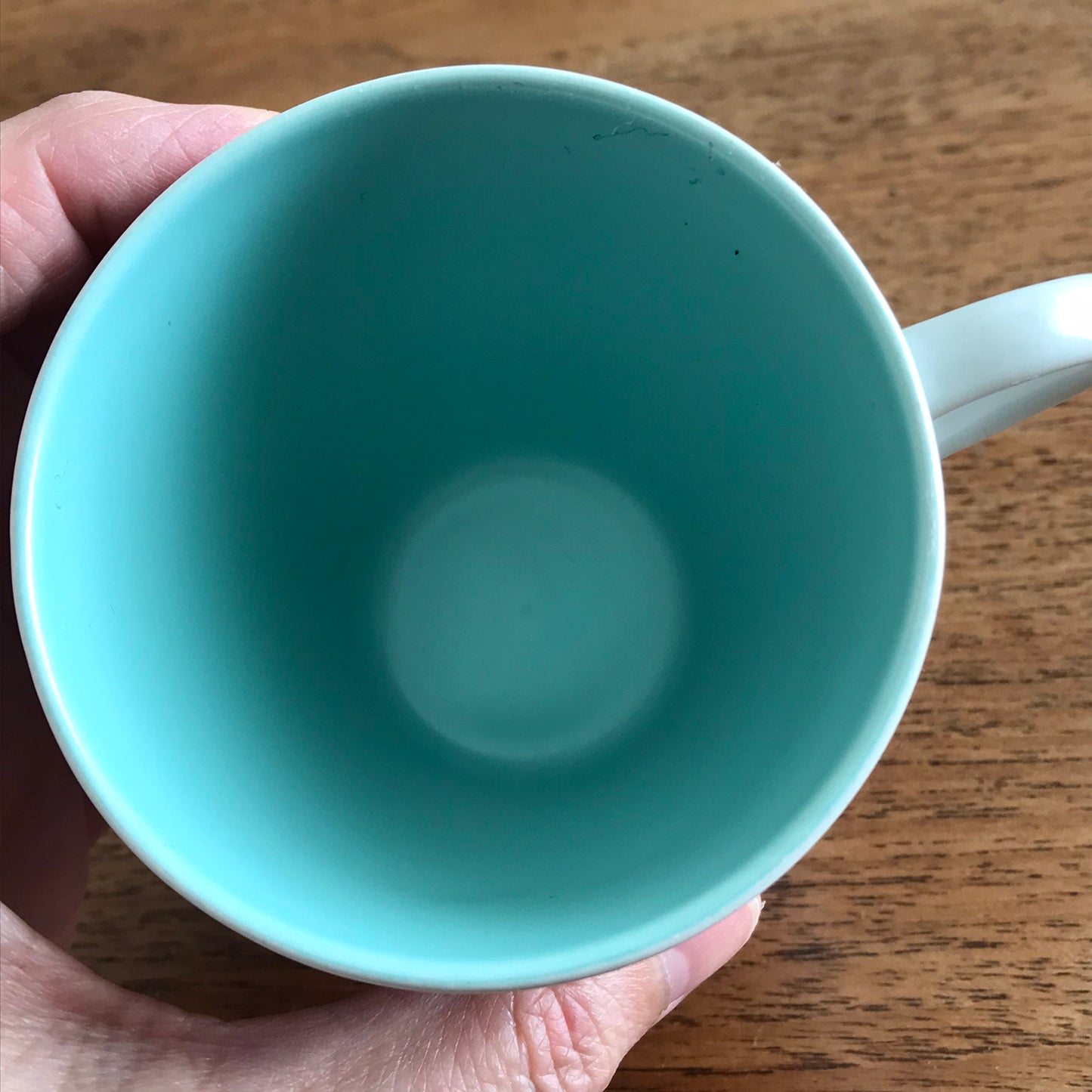 50s 60s Poole Pottery Twintone Spare Cup Seagull and Ice blue (mottled grey and bluey green)