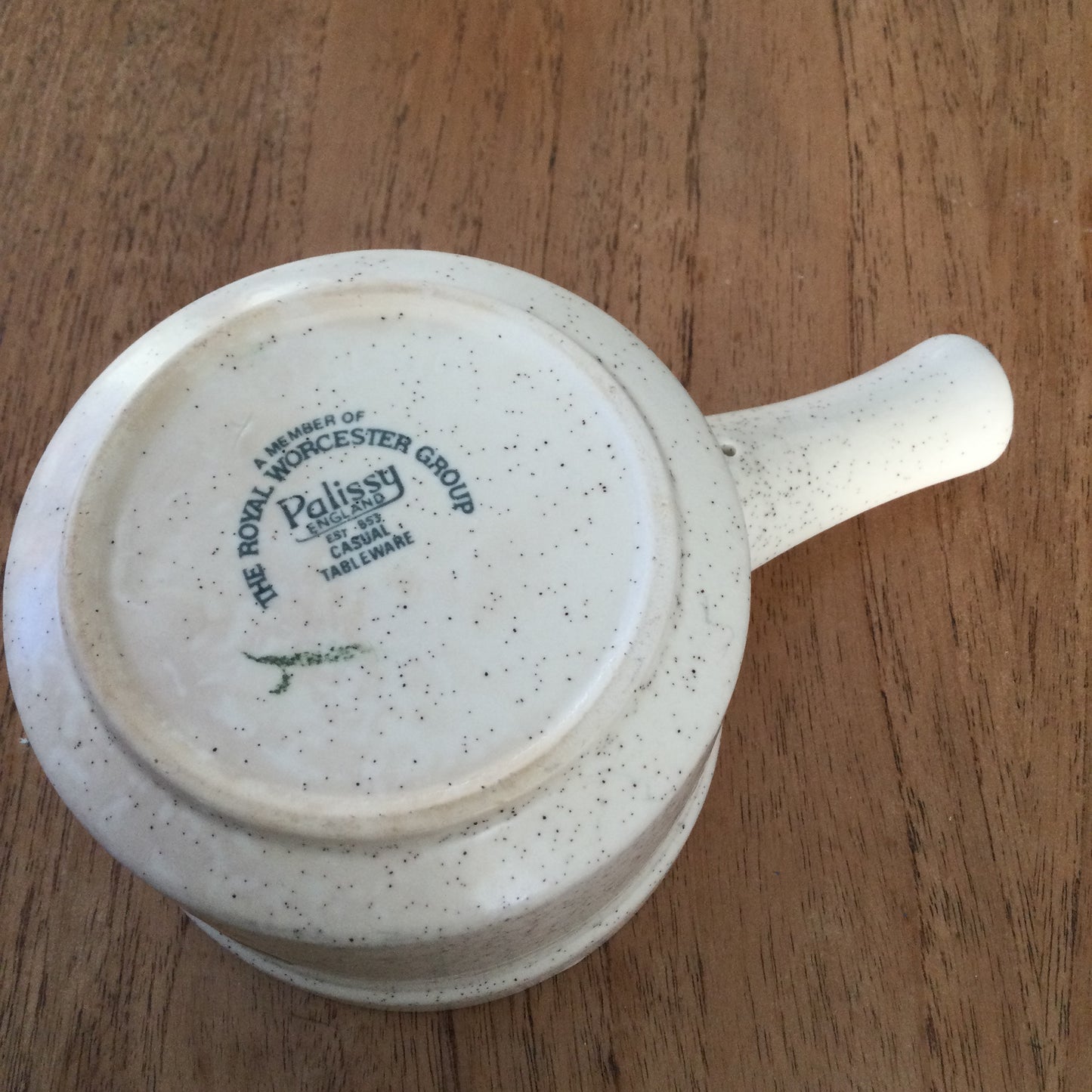 Royal Worcester Palissy 'Kalabar' Sauce / Gravy Boat. 1970s casual tableware. Rustic browns and creams, speckled finish.