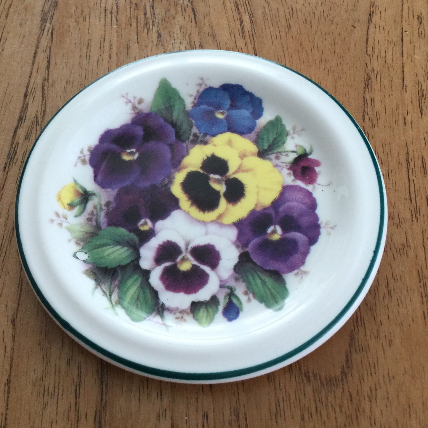 Pretty Pansy Design Total Elegance China Coaster. Staffordshire Fine Bone China. Bright Florals.