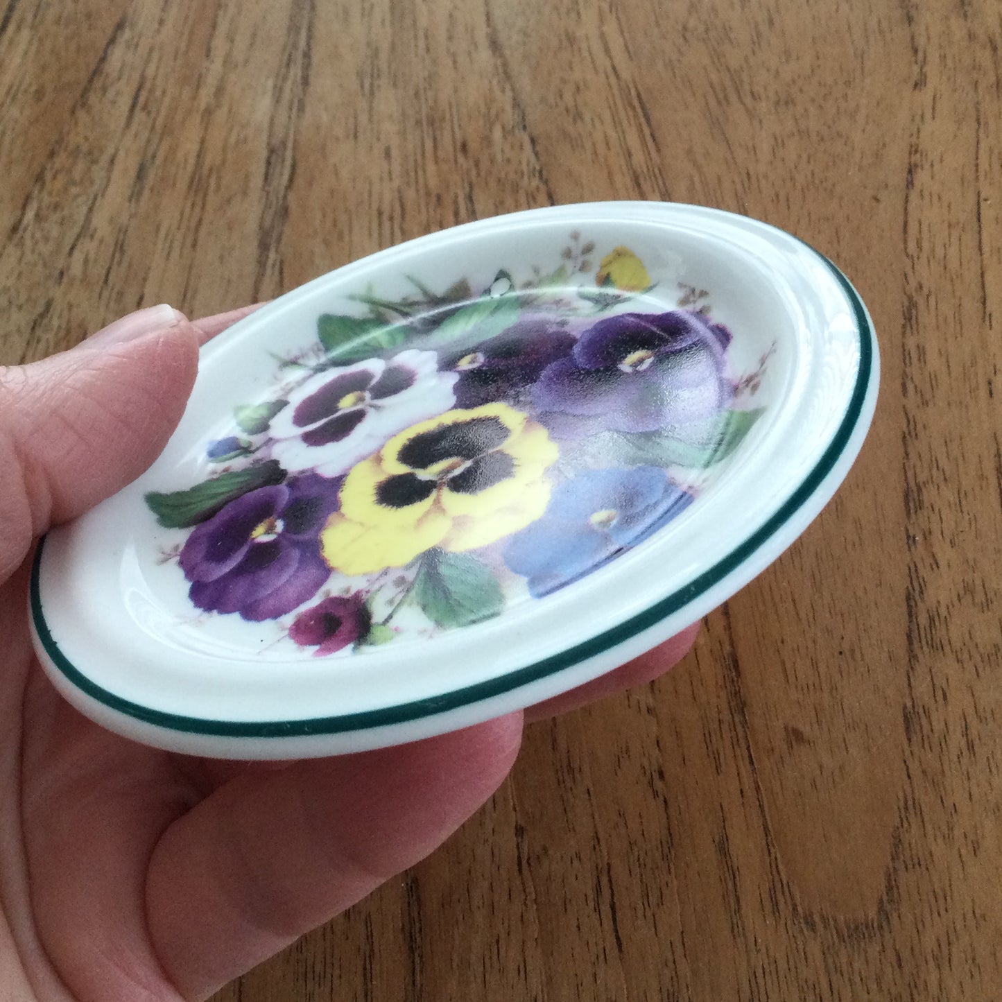 Pretty Pansy Design Total Elegance China Coaster. Staffordshire Fine Bone China. Bright Florals.