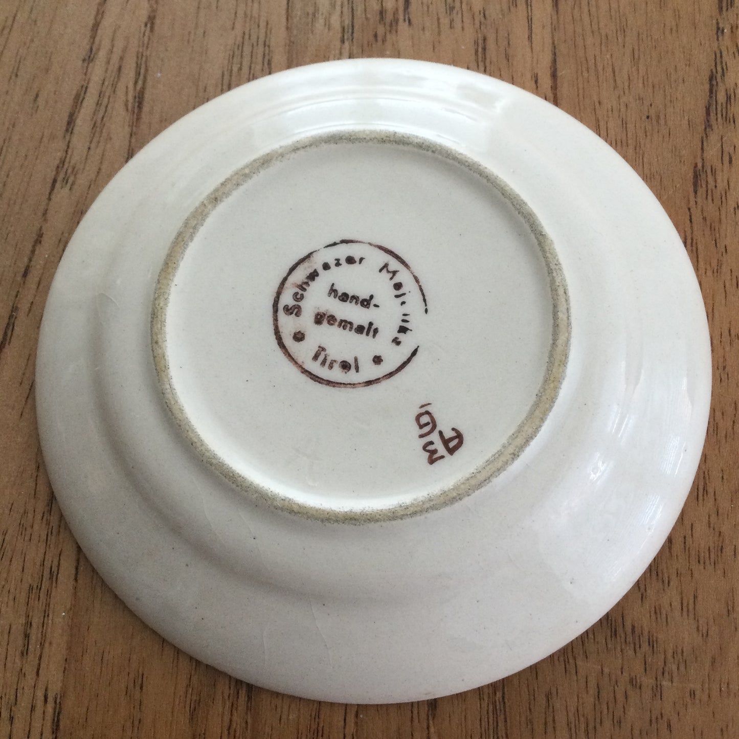 Pretty Vintage Hand Painted Austrian Floral China Coaster / Pin Dish. Schwazer Majolika Tirol. 60s 70s 80s. Rustic Style.