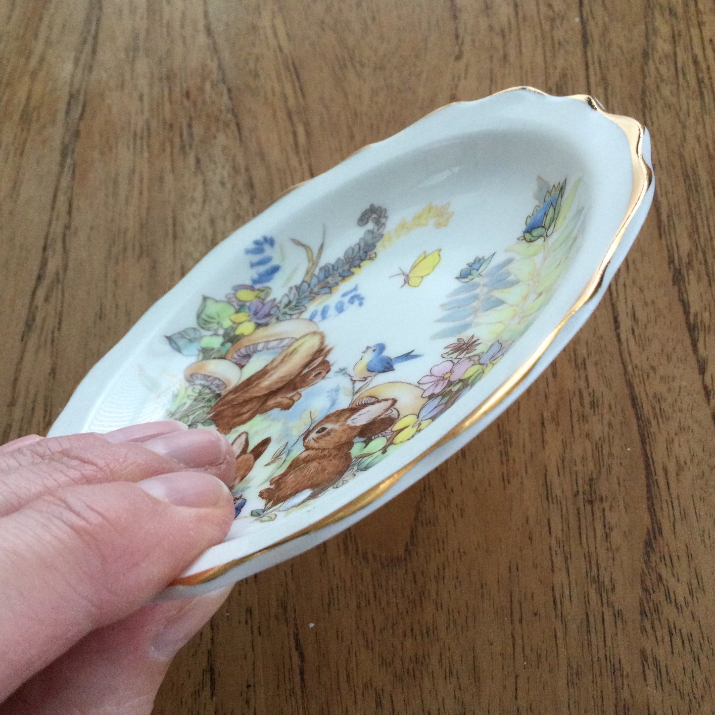 Vintage Regency China Pin Dish - Heritage Collection - Cute Wildlife Design - Squirrels And Rabbits.