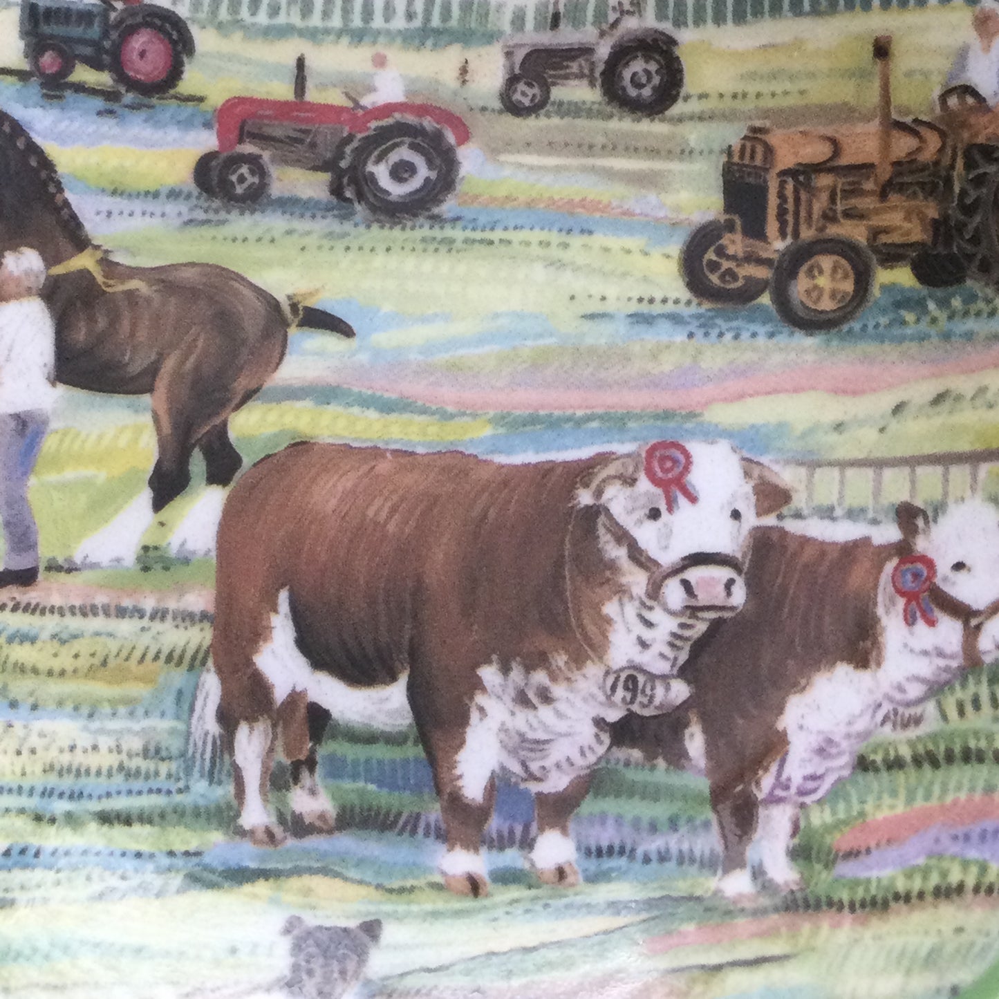 Hudson and Middleton Rural Scene Pin Dish / Coaster. A Year in the Country July design. Farm show design.