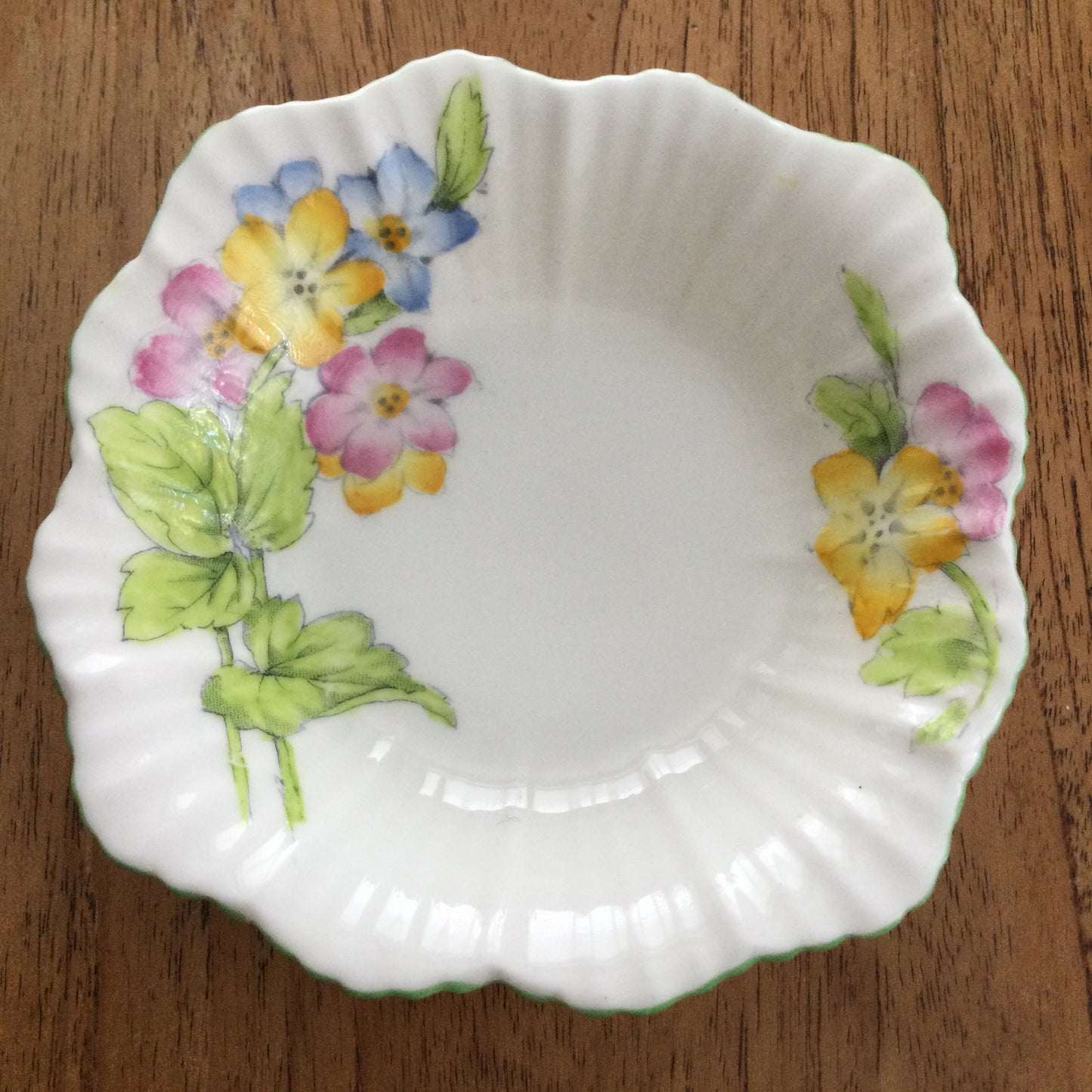 Vintage Paragon china fancy edged trinket dish / jewellery dish. Pastel floral.