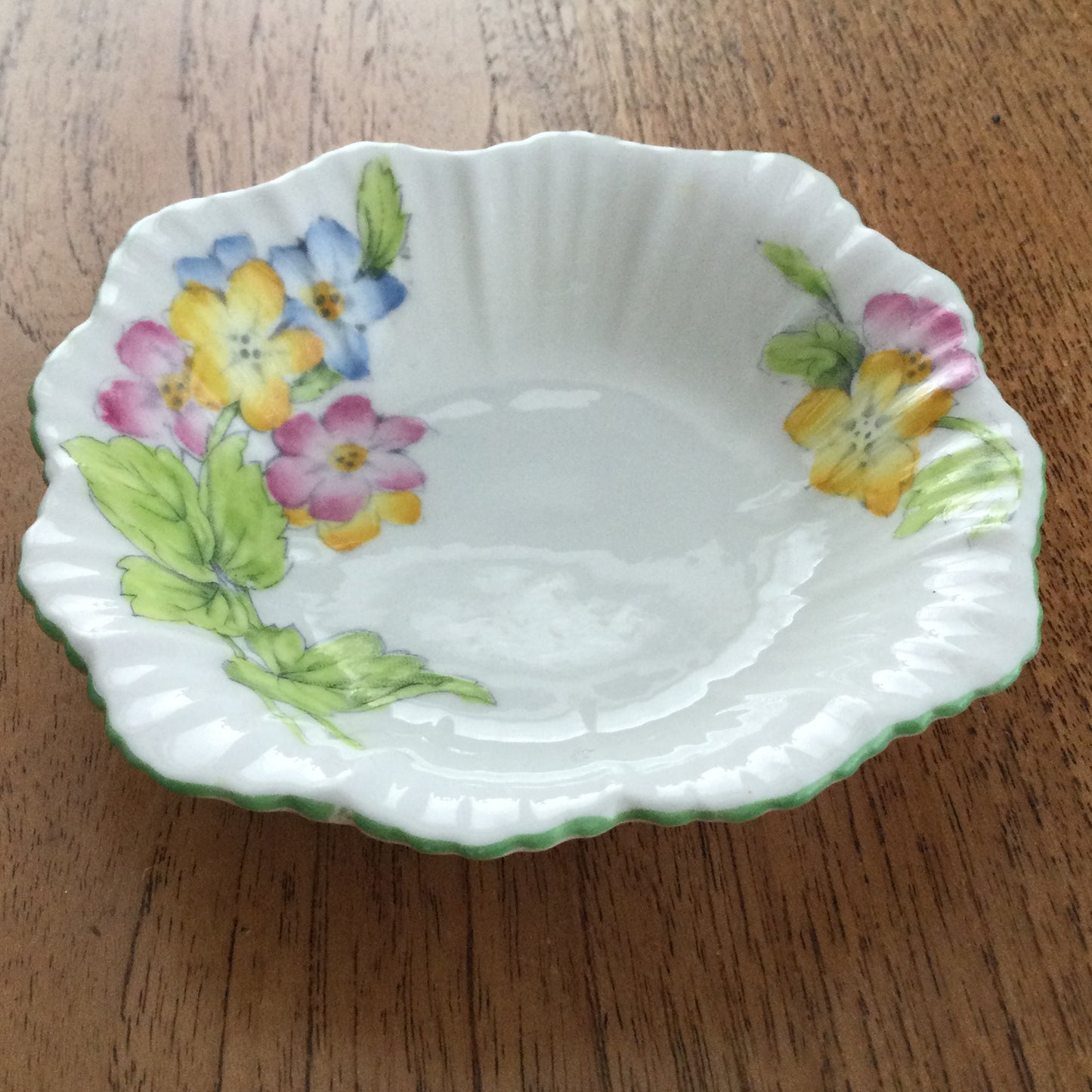 Vintage Paragon china fancy edged trinket dish / jewellery dish. Pastel floral.