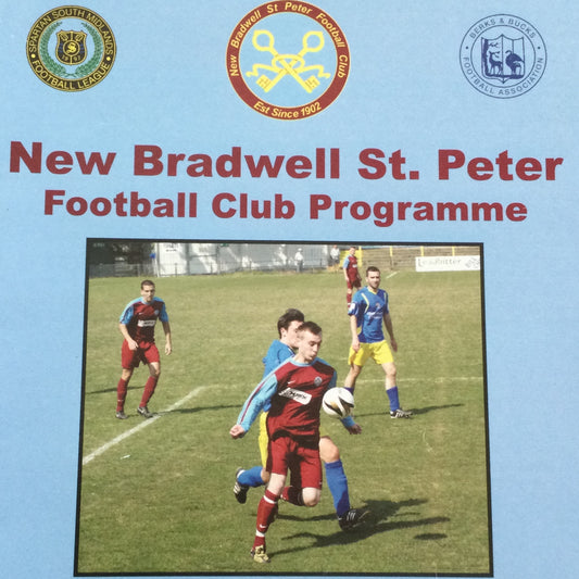 New Bradwell St.Peter v Wolverton Town Football Programme. 2013. Sam Bearman, Tomi Jaiyeola