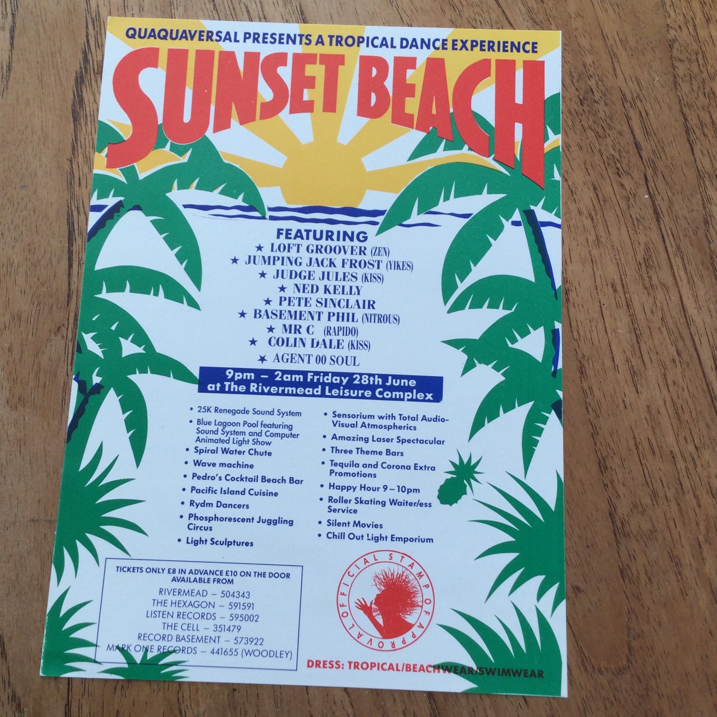 1990s Rave Memorabilia. Sunset Beach, Reading bundle. Flyer, Press release, ticket, quiz. Judge Jules
