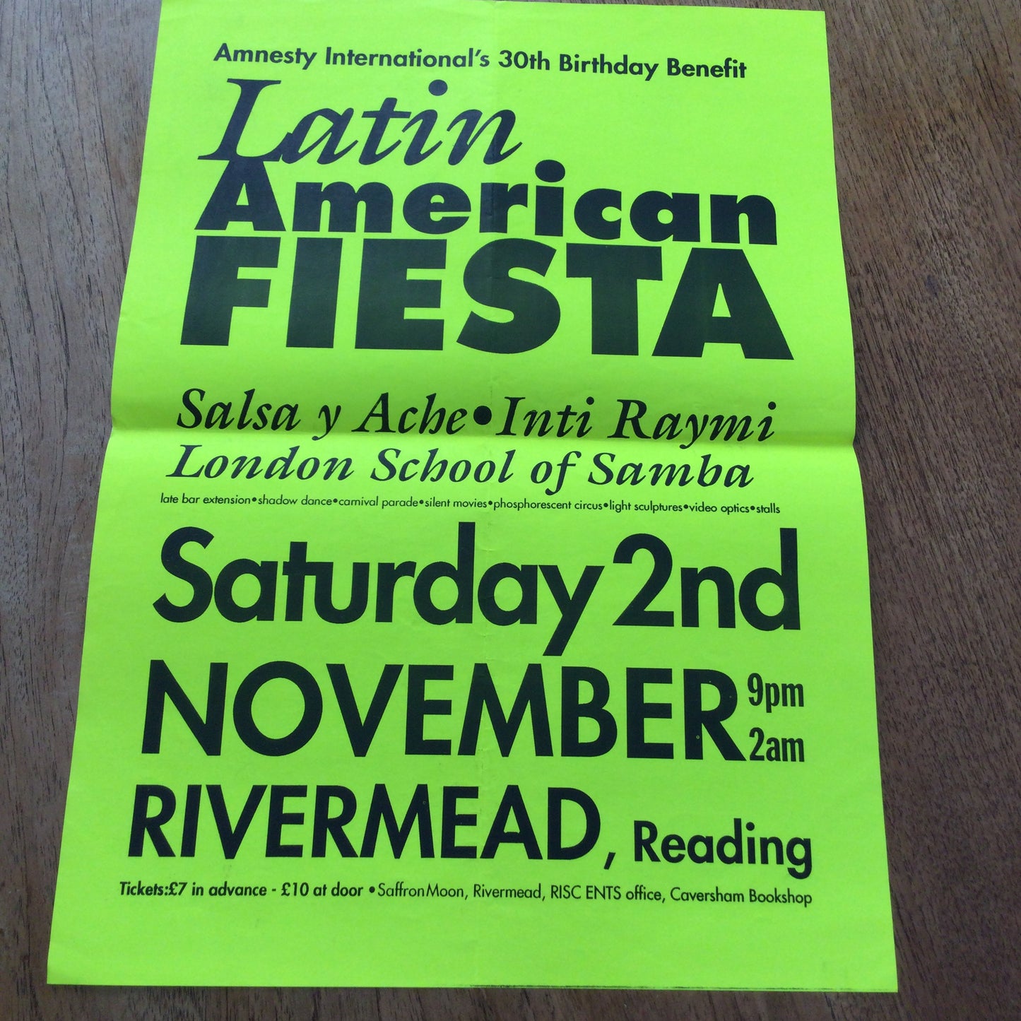 A3 Poster 3rd Latin American Fiesta. Celebrating Amnesty International's 30th Birthday 1991