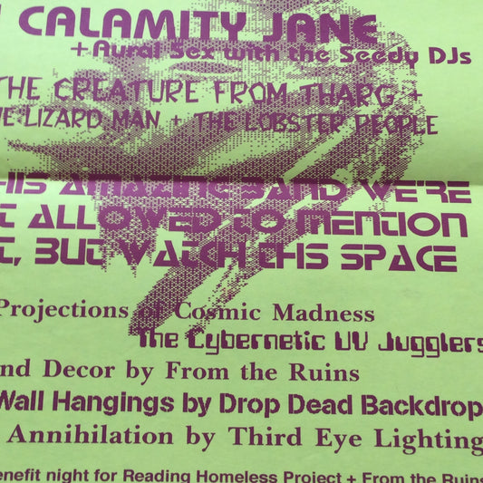 80s / 90s A3 poster rave / trance club night RBH Club, Reading. Megapup Night. DJ Calamity Jane