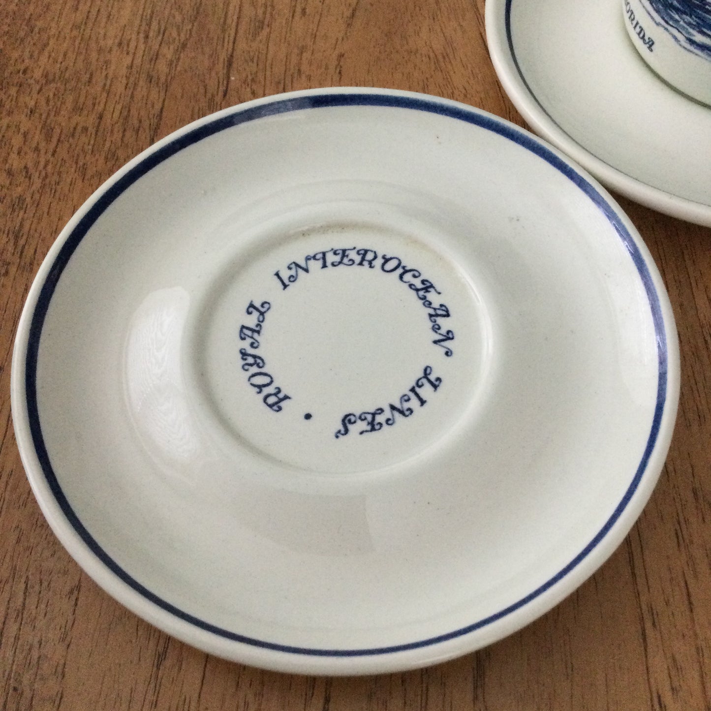 Vintage Royal Interocean Liners Tea Cups and Saucers x 2. From Straat Florida. C.1960s. Delftware.