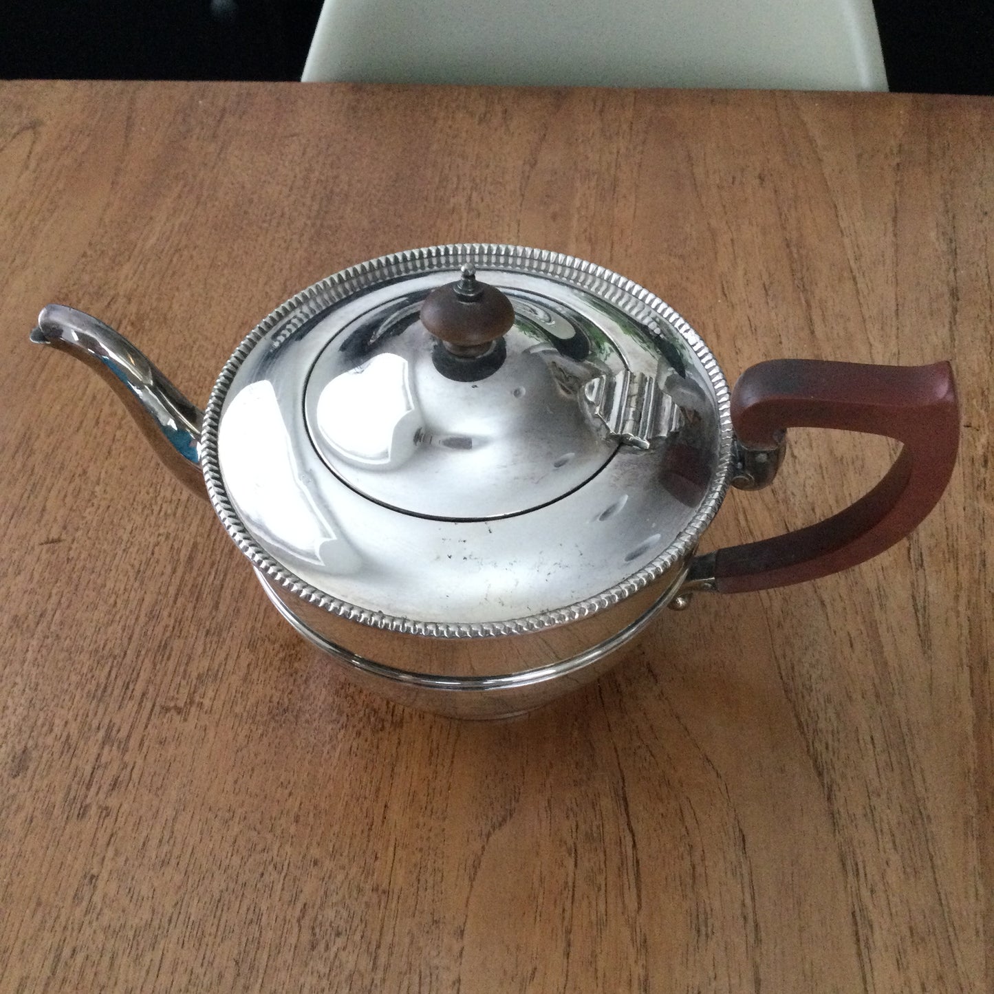 Vintage Silver Plated Walker and Hall Sheffield Coffee Pot and Tea Pot - Brown handles, beaded edge