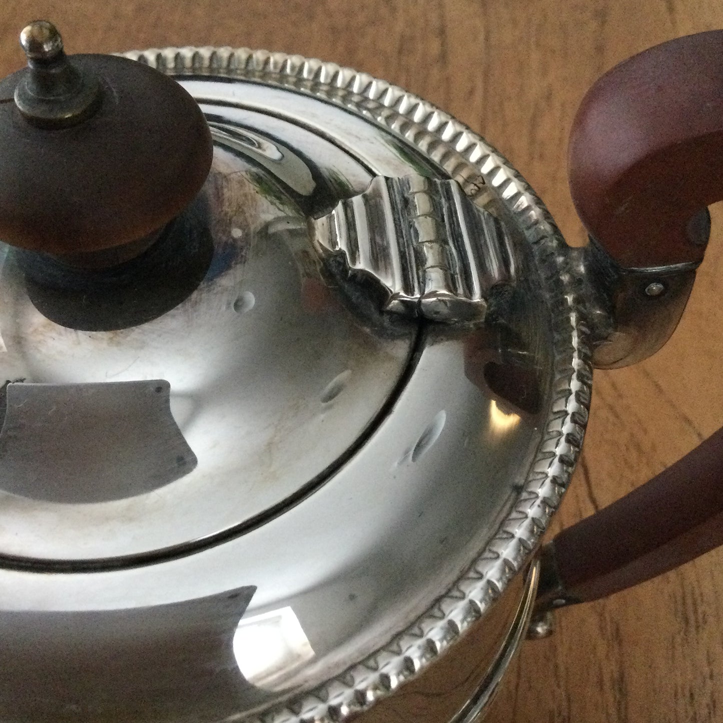 Vintage Silver Plated Walker and Hall Sheffield Coffee Pot and Tea Pot - Brown handles, beaded edge