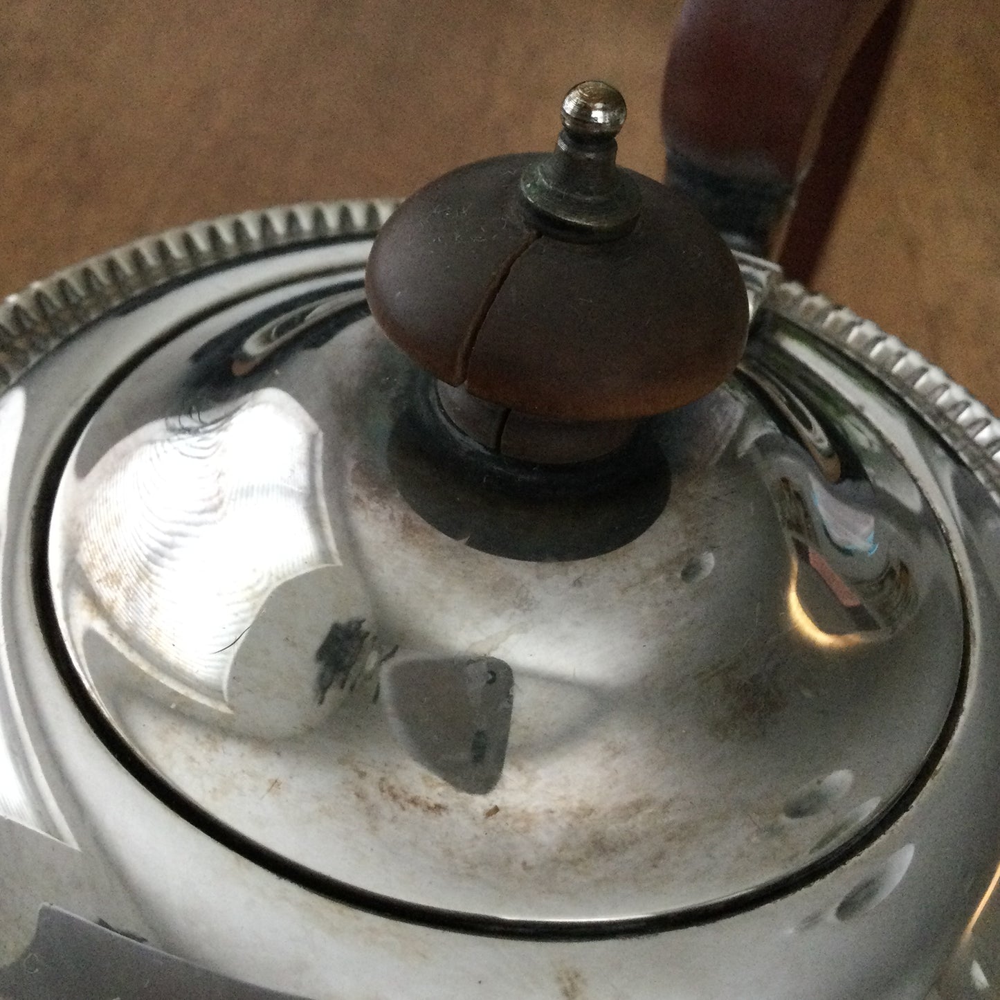 Vintage Silver Plated Walker and Hall Sheffield Coffee Pot and Tea Pot - Brown handles, beaded edge