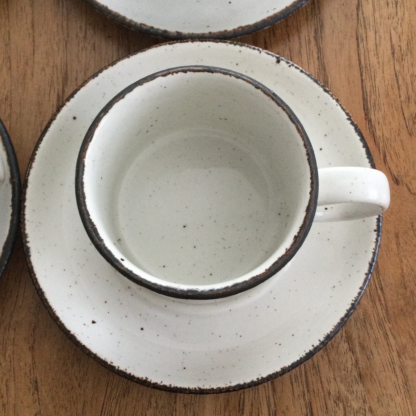 Vintage Midwinter Stonehenge 'Wild Oats' Tea Cups and Saucers. Set of 4. 1970s Retro. Rustic.