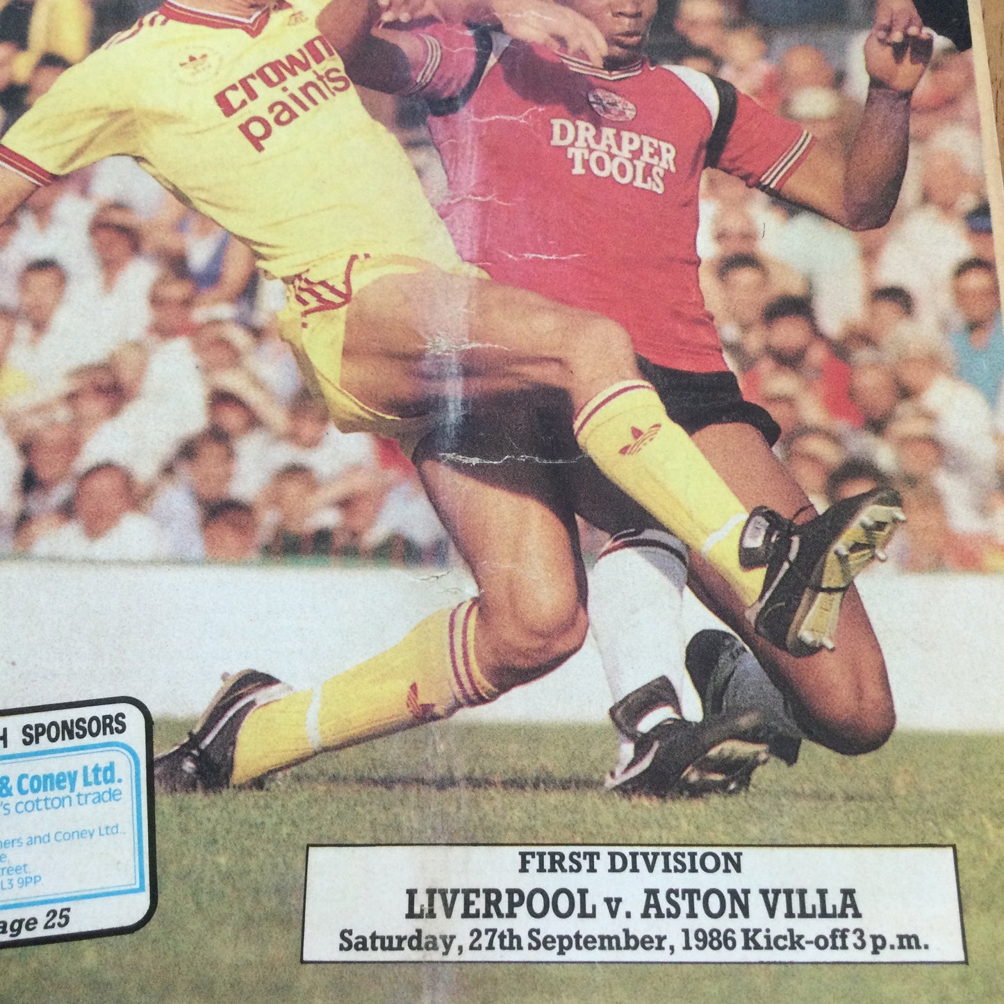 1986/87 Division 1 Liverpool v Aston Villa 27/09/86 Programme The Anfield Review. 3-3