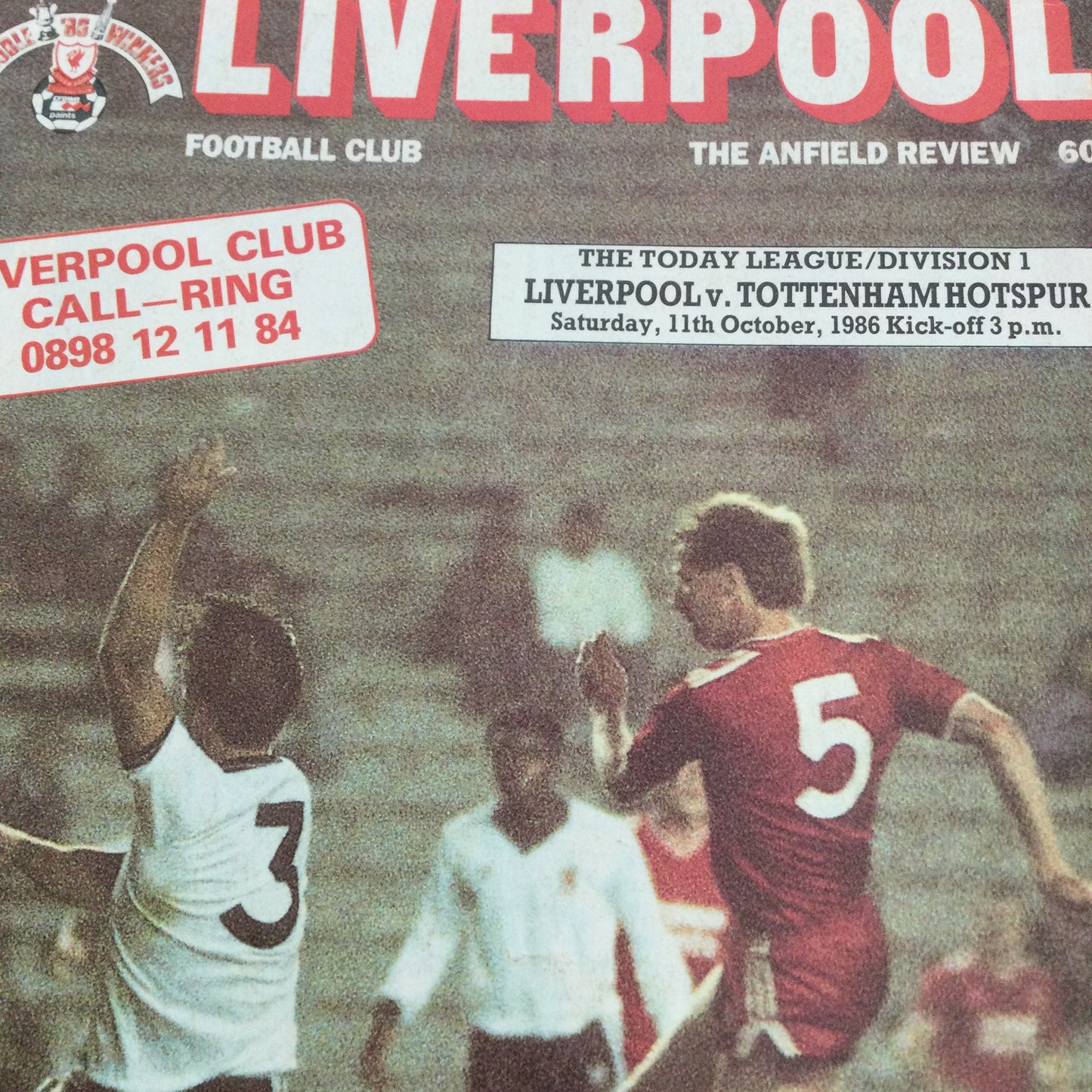 1986/87 Division 1 Liverpool v Tottenham Hotspur 11/10/86 Programme The Anfield Review.