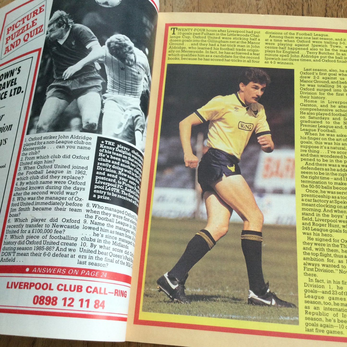 1986/87 Division 1 Liverpool v Oxford United 18/10/86 Programme The Anfield Review.