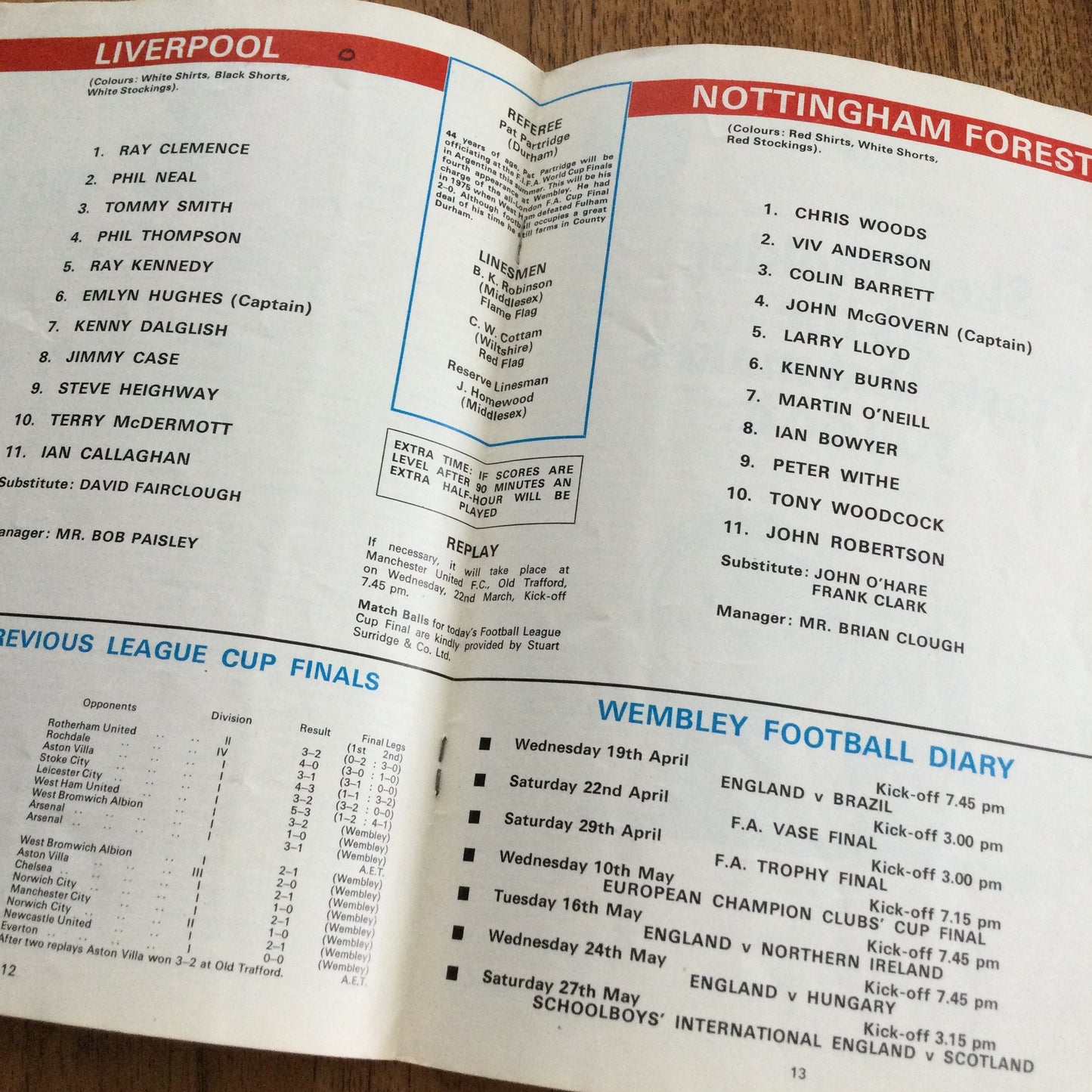 1977/78 League Cup Final Liverpool v Nottingham Forest 18/03/78 Programme. Wembley Stadium