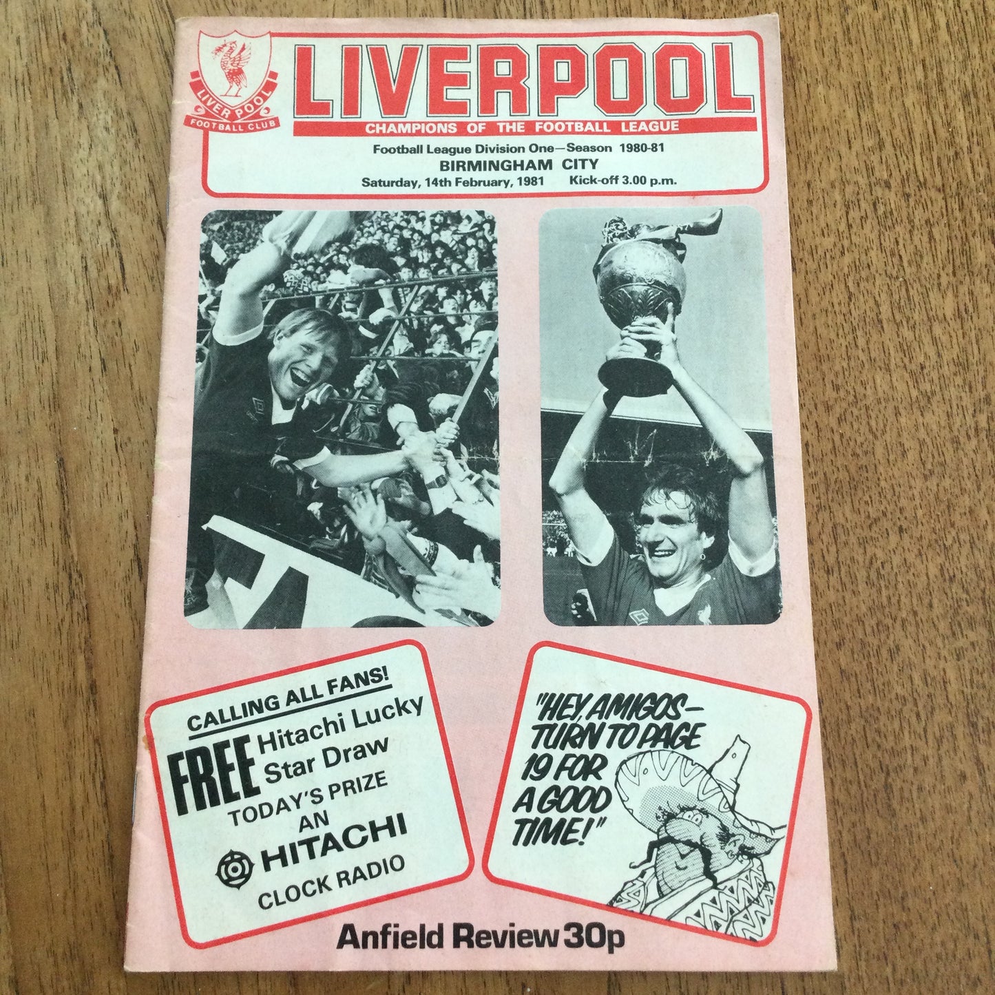 1980/81 Division 1 Liverpool v Birmingham City 14/02/81 Programme The Anfield Review.