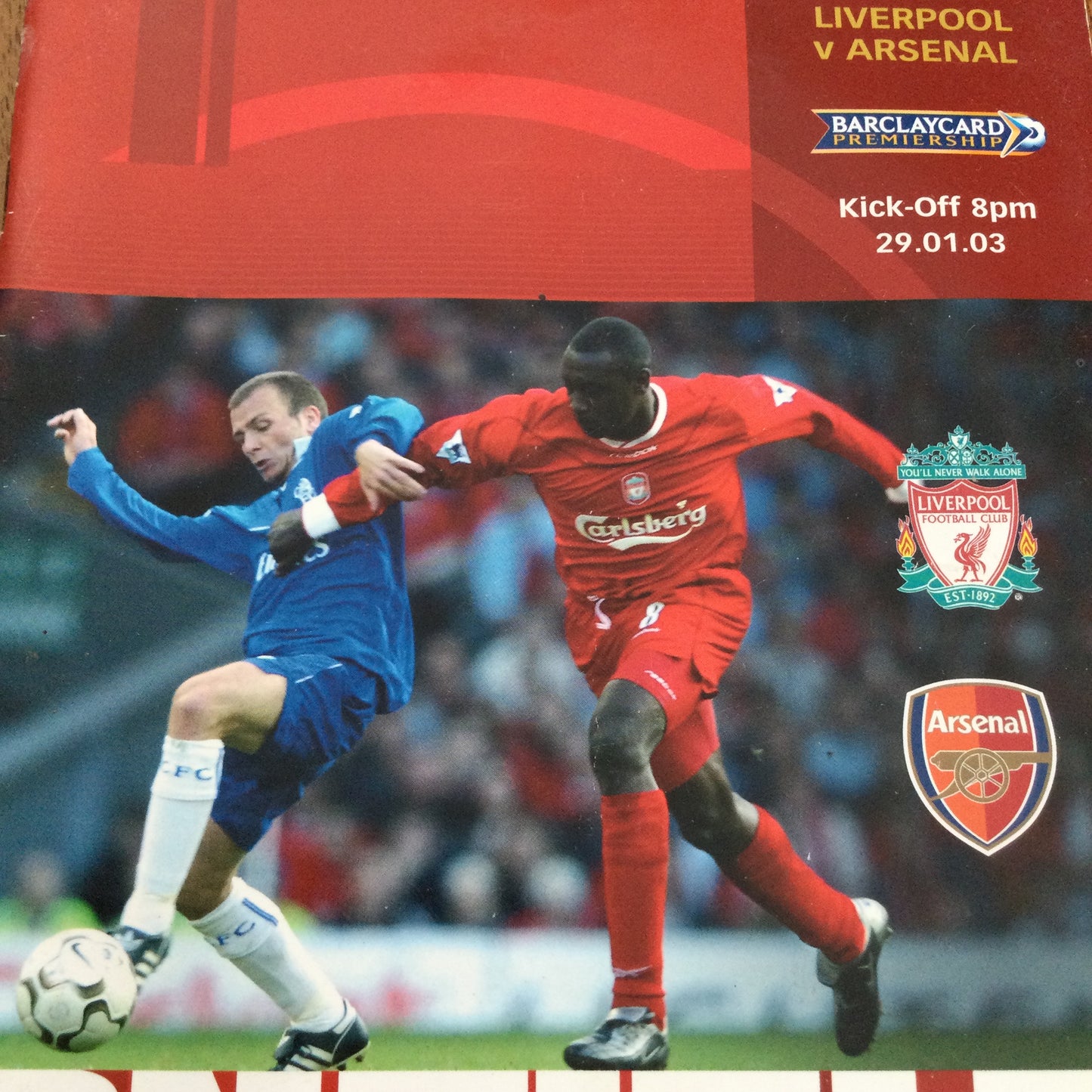 2002/2003 Premiership Liverpool v Arsenal 29/01/03 Programme This Is Anfield.