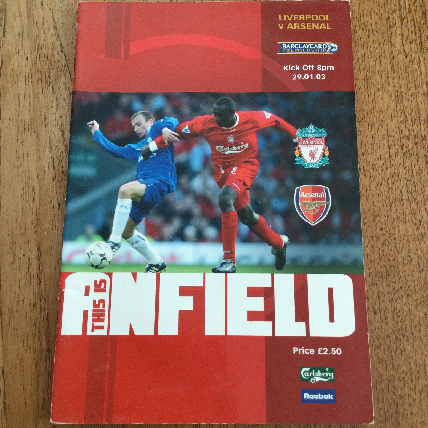 2002/2003 Premiership Liverpool v Arsenal 29/01/03 Programme This Is Anfield.