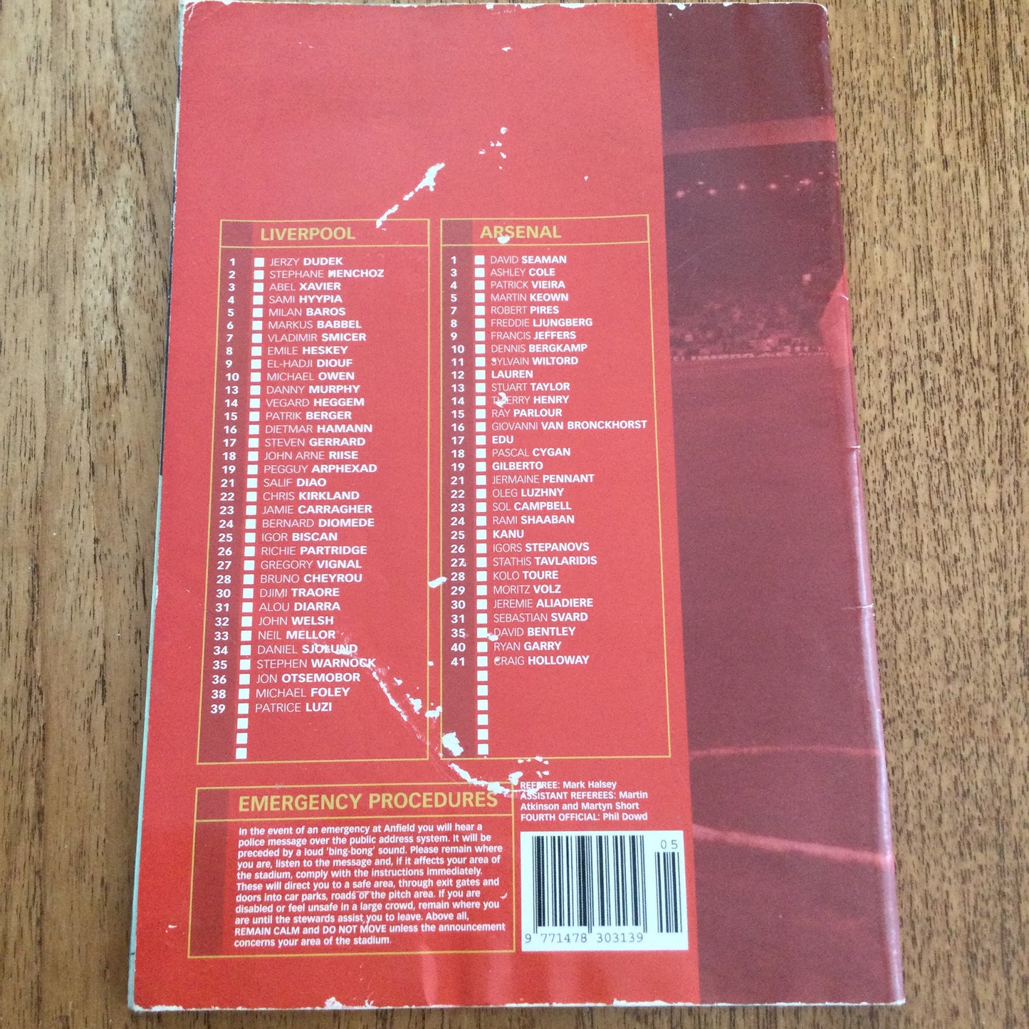 2002/2003 Premiership Liverpool v Arsenal 29/01/03 Programme This Is Anfield.