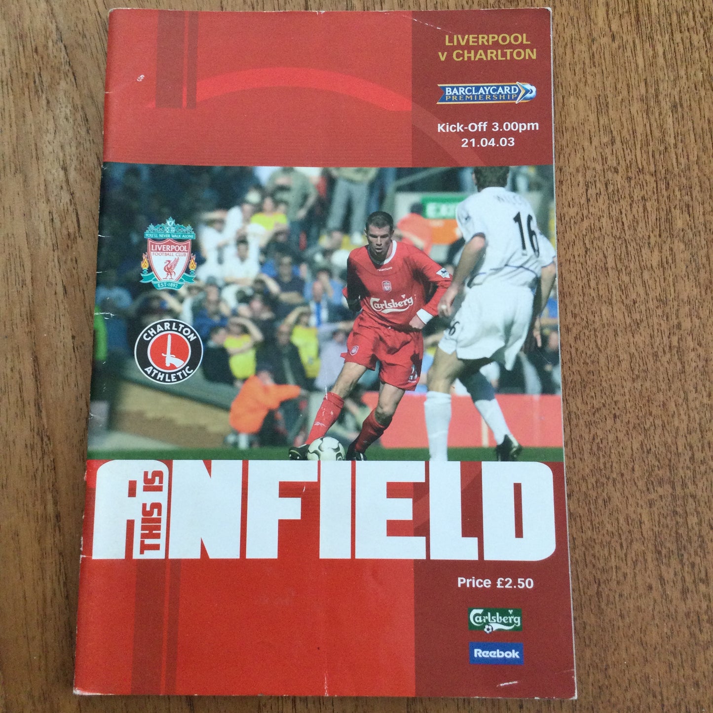 2002/2003 Premiership Liverpool v Charlton 21/04/03 Programme This Is Anfield.