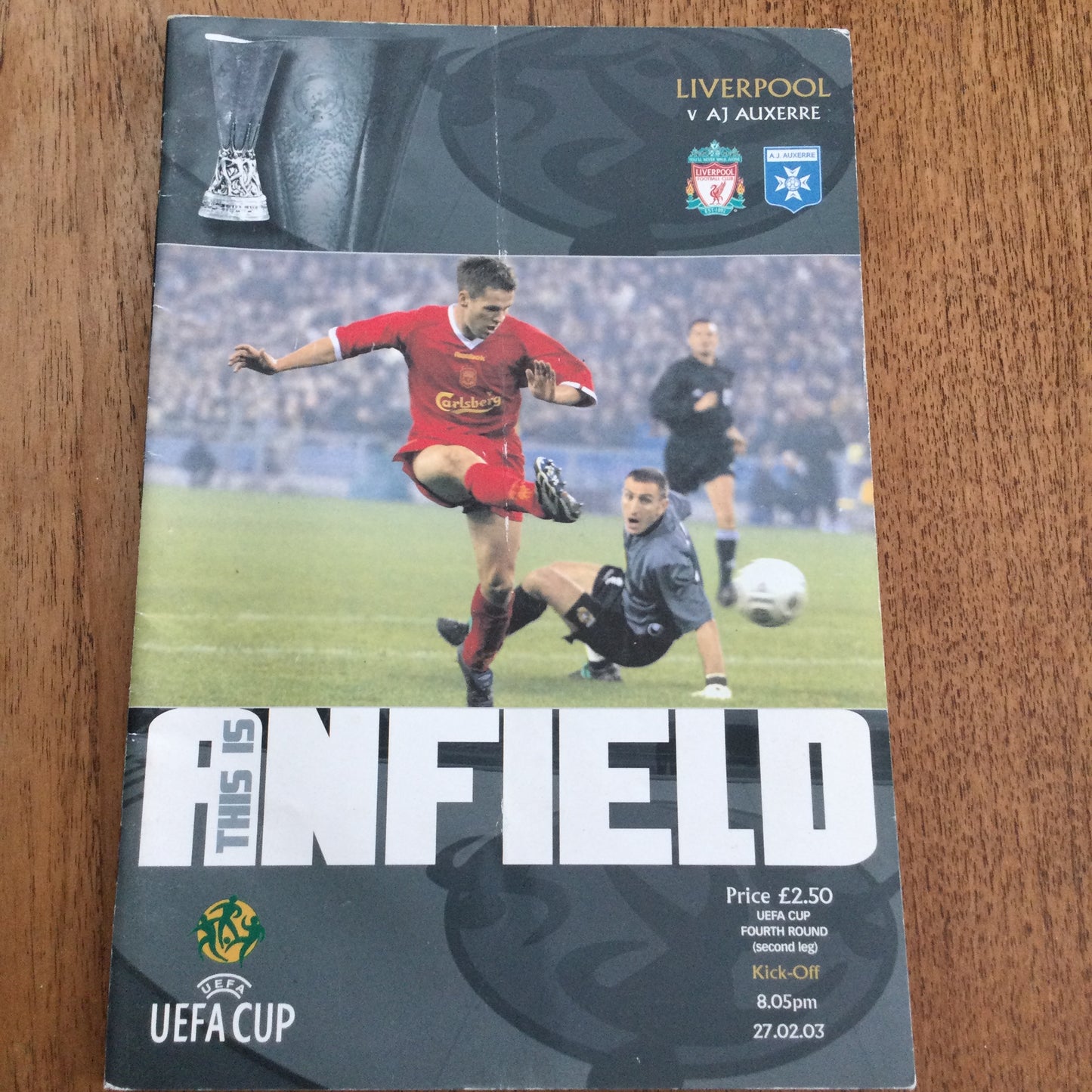 2002/2003 UEFA Cup LIVERPOOL v AJ Auxerre 27/02/03 Programme - This Is Anfield.