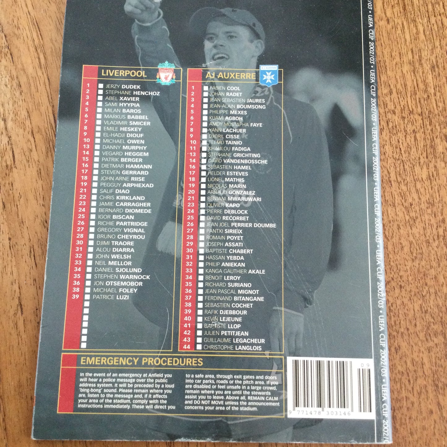 2002/2003 UEFA Cup LIVERPOOL v AJ Auxerre 27/02/03 Programme - This Is Anfield.
