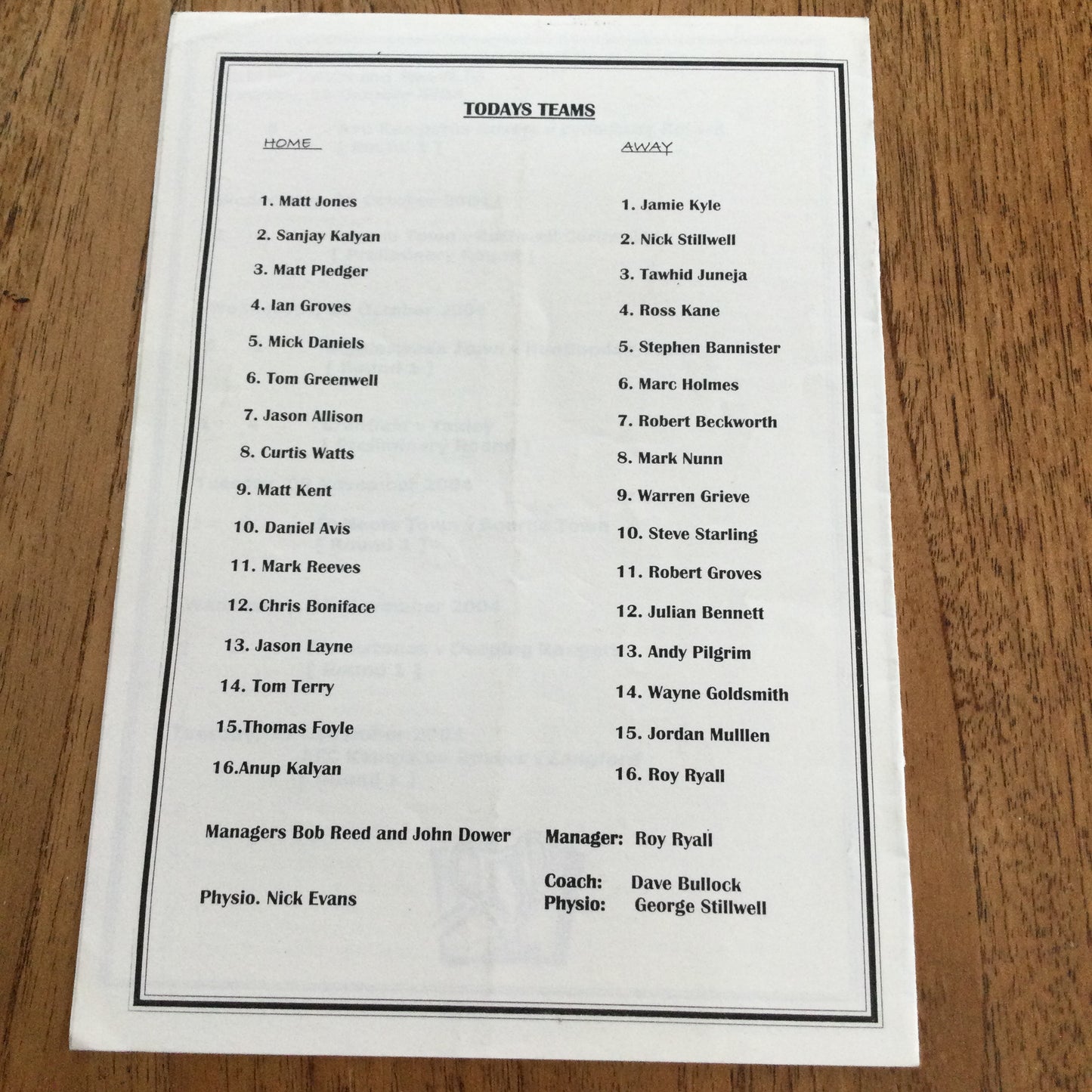 2004/05 AFC Kempston Rovers v Langford 23/11/04 Programme
