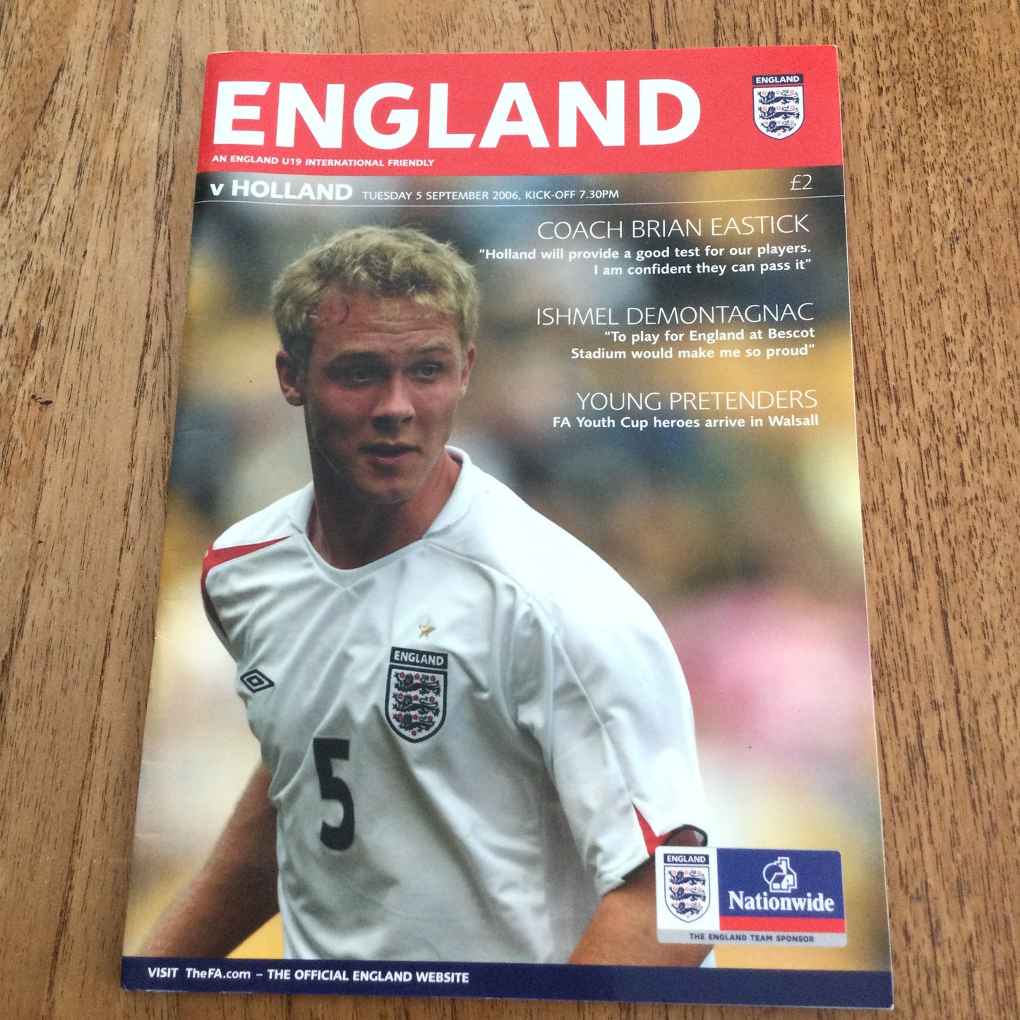 England U19 V Holland International Friendly 05/09/06 2006-07 Football Programme. David Button, Luke Daniels