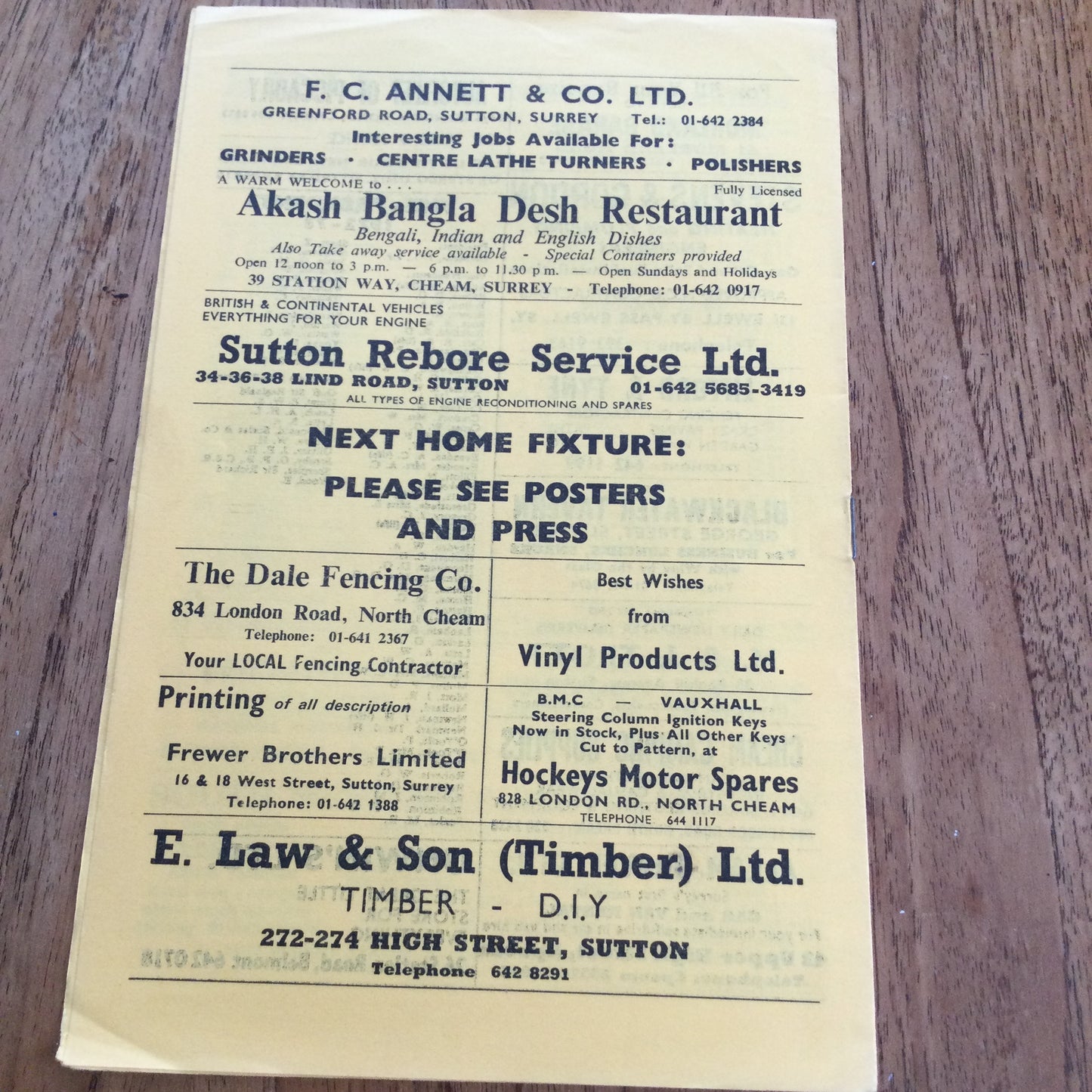 Sutton Utd v Barking Isthmian League 03/03/73 1972/73 Programme. 70s football memorabilia.