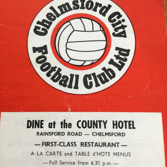 Chelmsford City v Gloucester City Southern League Premier Division 22/03/71 1970/71 Programme.