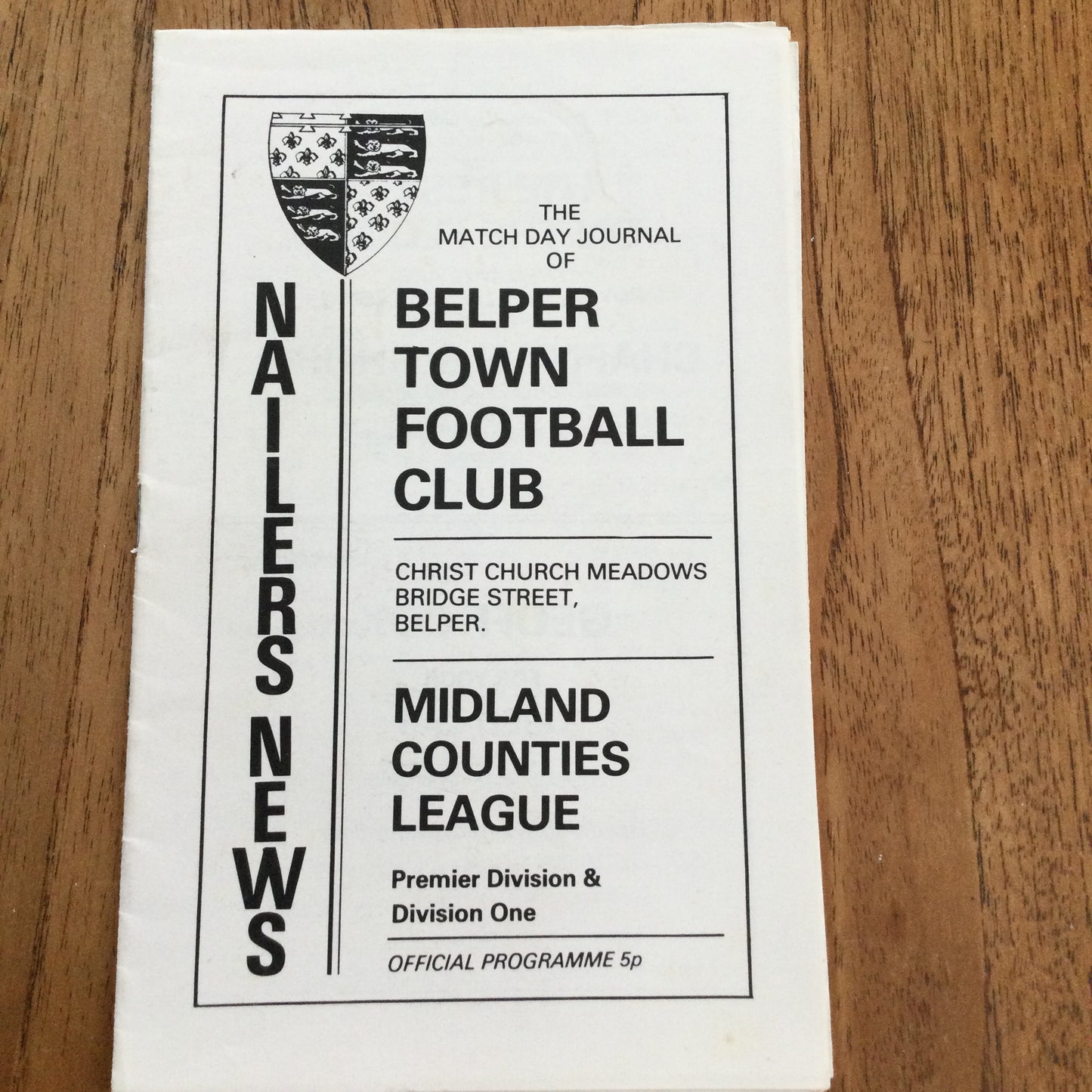 Belper Town Football Club v Alfreton Town Midland Counties League 24/11/79 1979/80 Programme.