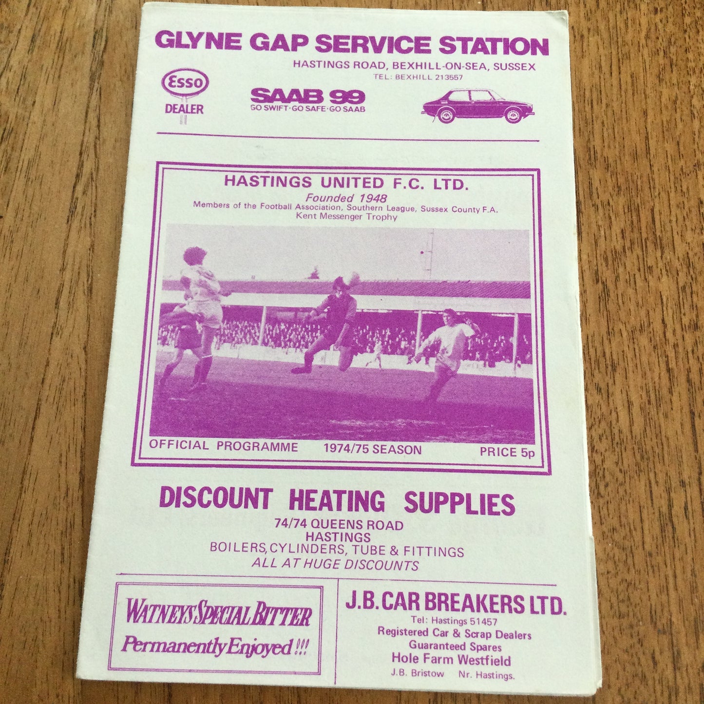 Hastings UTD v Canterbury City. Southern League 20/08/74 1974/75 Programme.