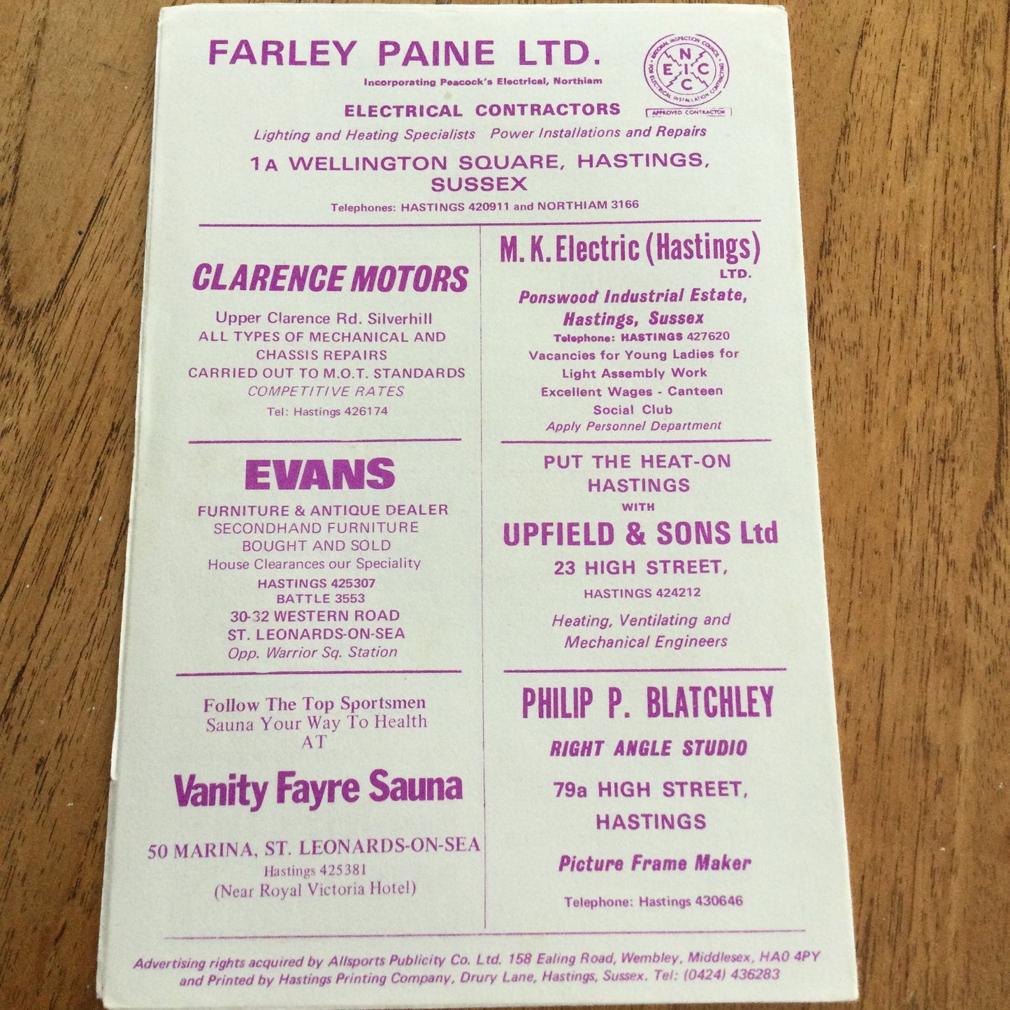 Hastings UTD v Canterbury City. Southern League 20/08/74 1974/75 Programme.