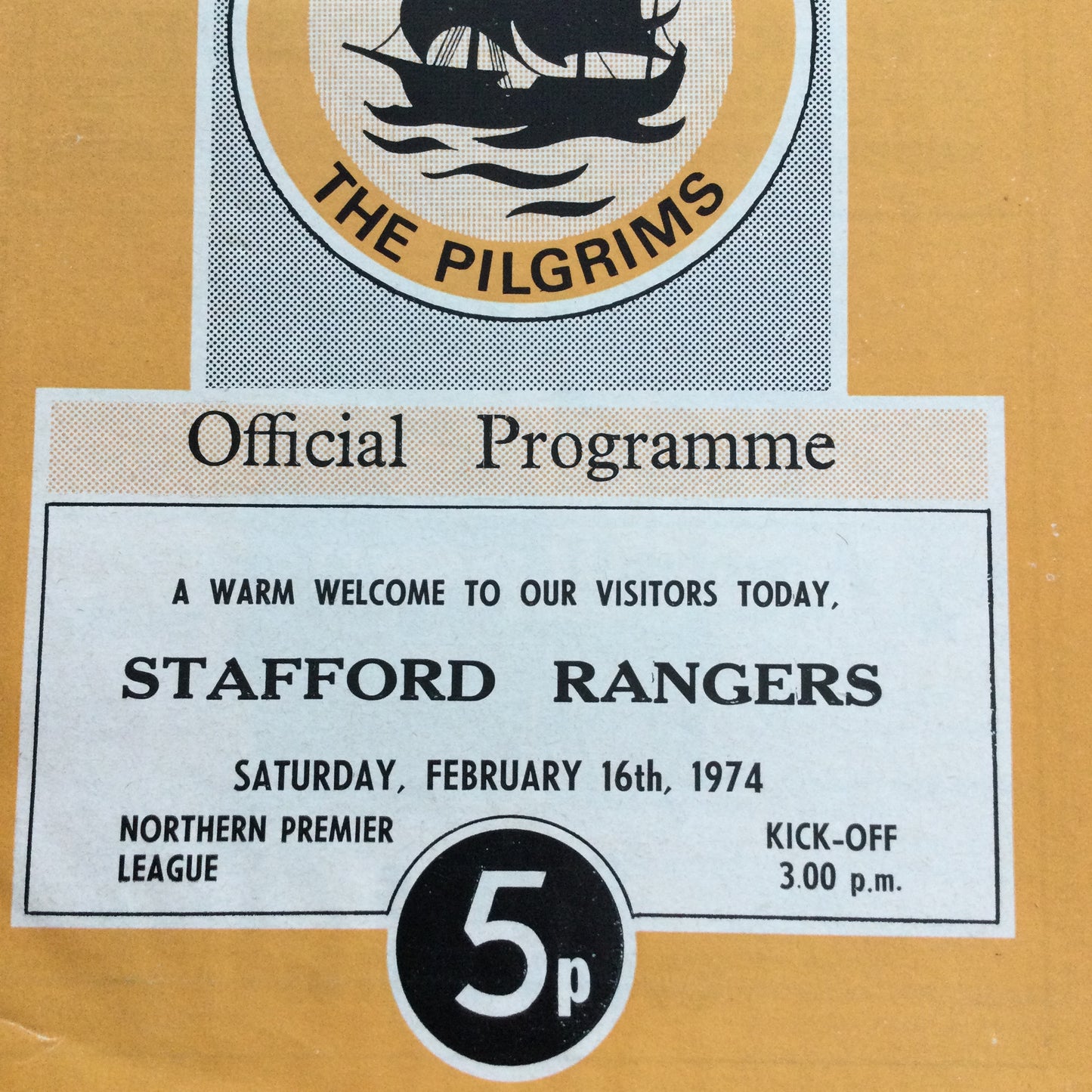 Boston Utd v Stafford Rangers. Northern Premier League. 16/02/74 1973/74 Programme.