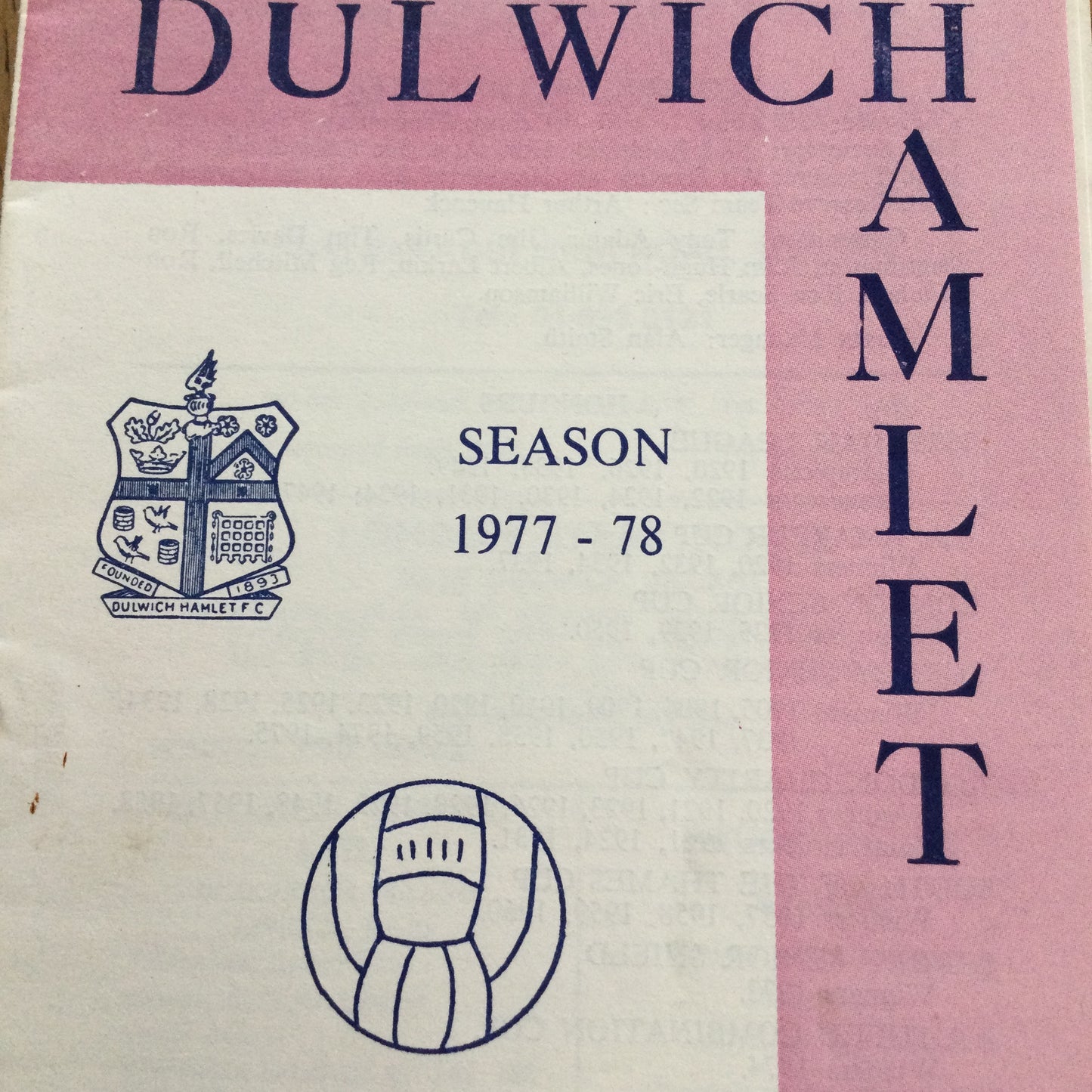 Dulwich Hamlet v Sutton Utd. Surrey Senior Cup - 1st Round. 31/12/77 1977/78 Programme.